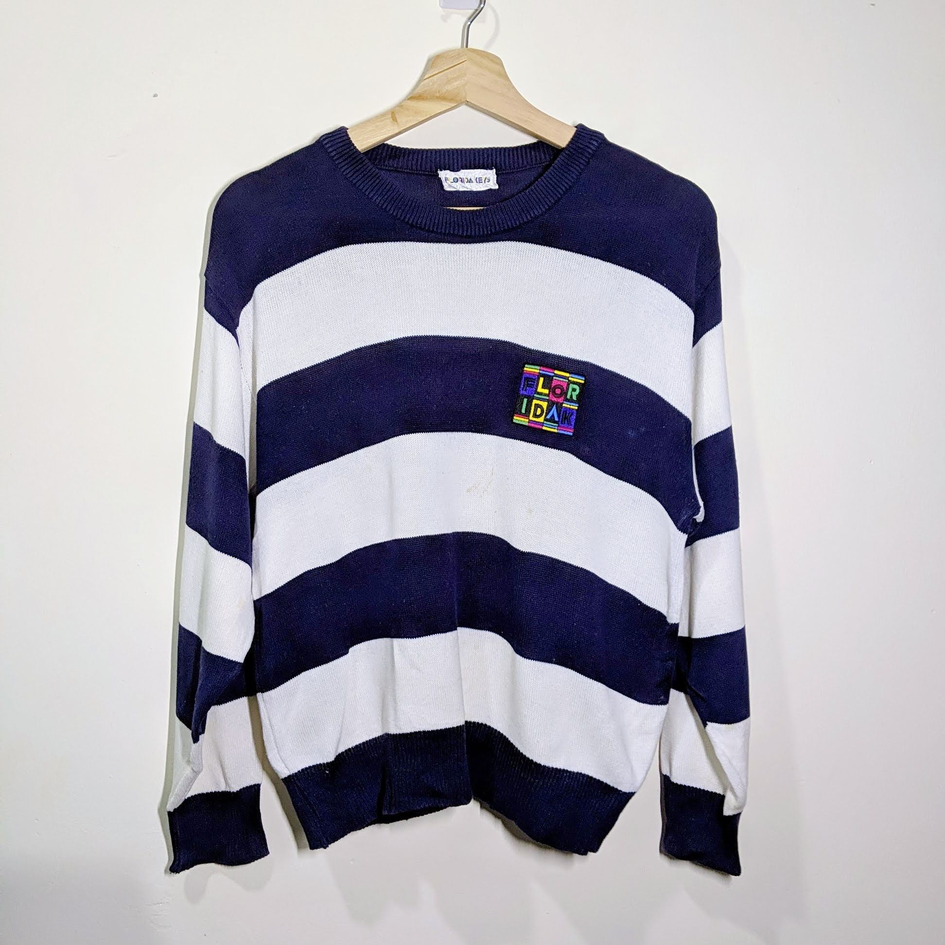 Japanese Brand Vintage Florida Embroidery Logo Stripe Knitwear Jumper Size US M / EU 48-50 / 2 - 2 Thumbnail