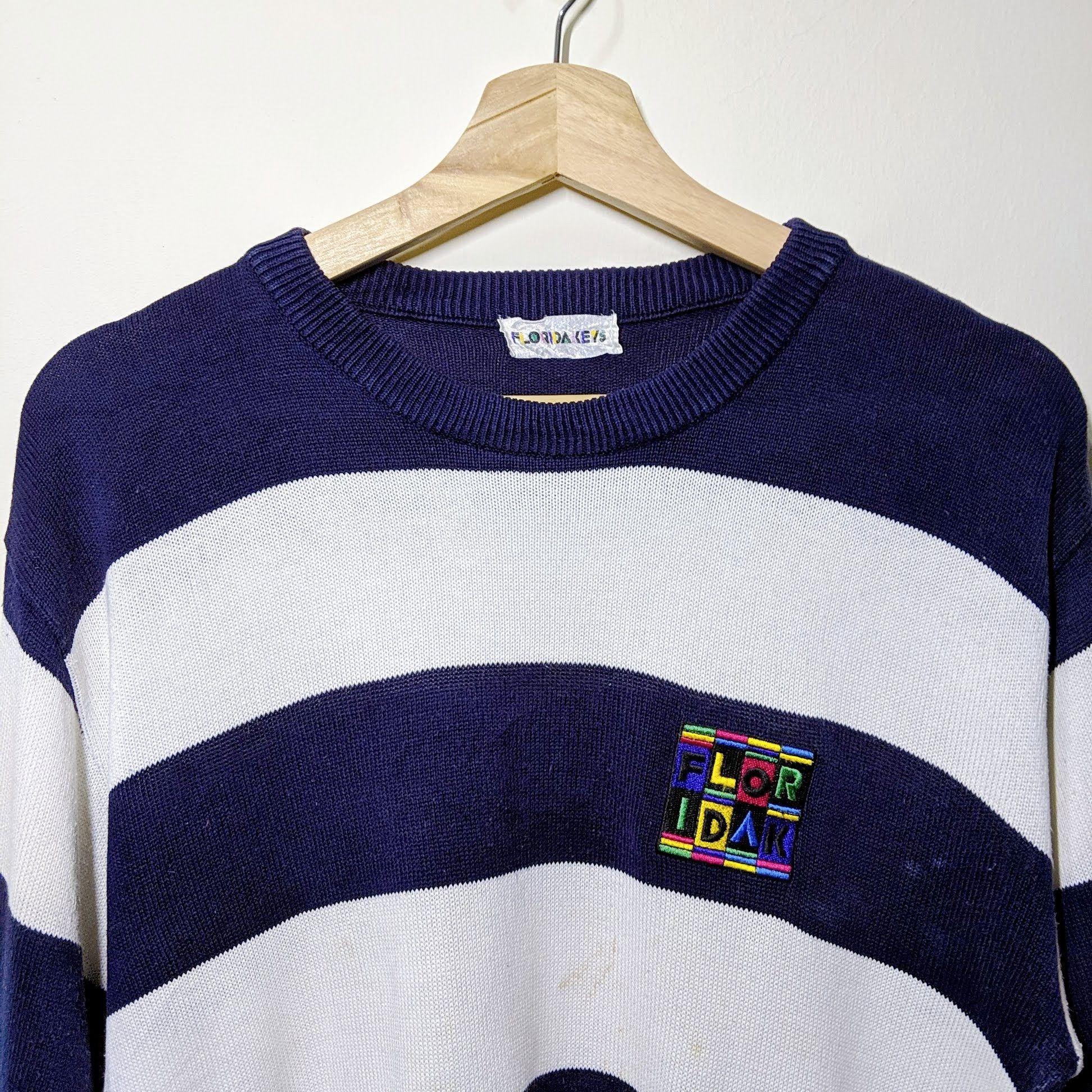 Japanese Brand Vintage Florida Embroidery Logo Stripe Knitwear Jumper Size US M / EU 48-50 / 2 - 8 Thumbnail