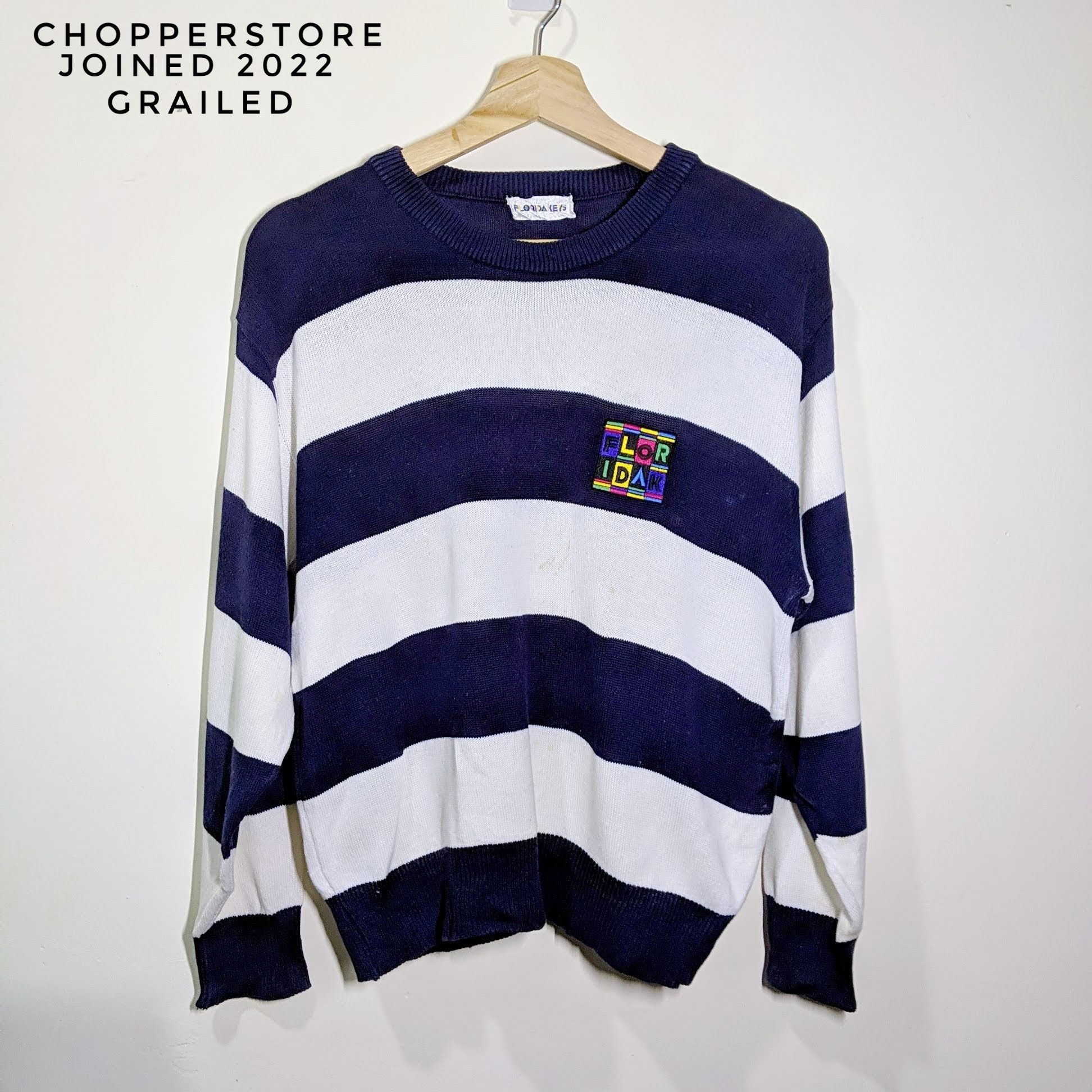 Japanese Brand Vintage Florida Embroidery Logo Stripe Knitwear Jumper Size US M / EU 48-50 / 2 - 1 Thumbnail