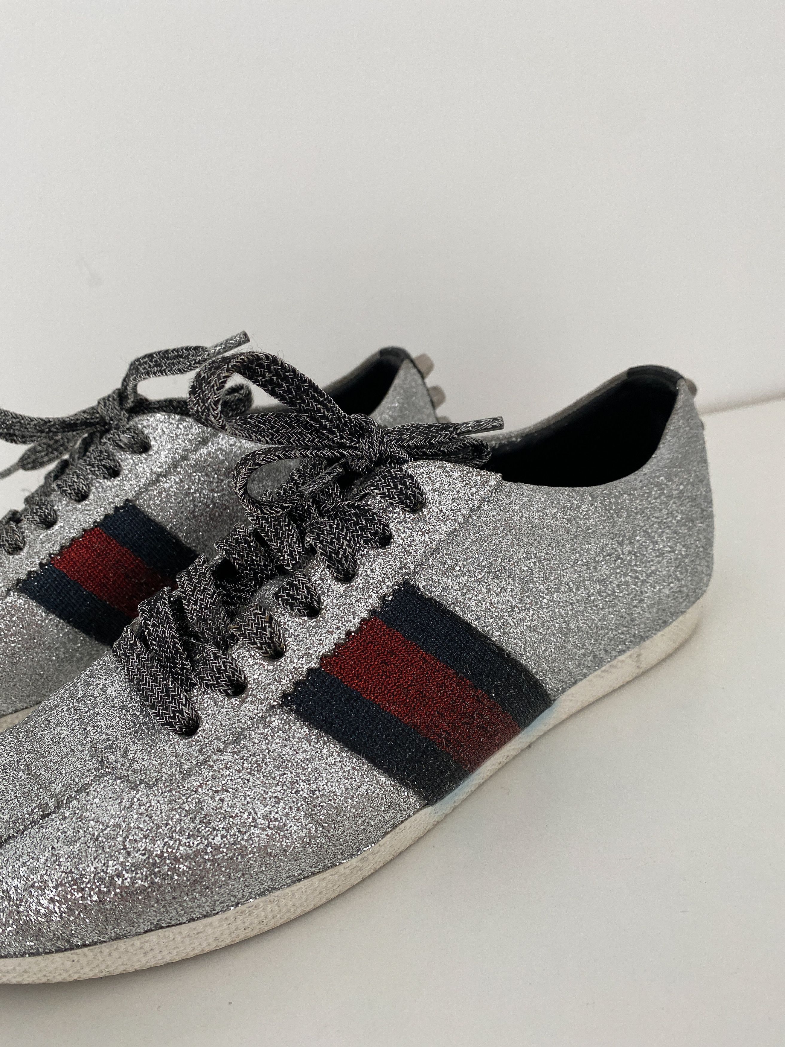 Gucci Gucci Silver Glitter Ace Size US 6 / IT 36 - 5 Thumbnail