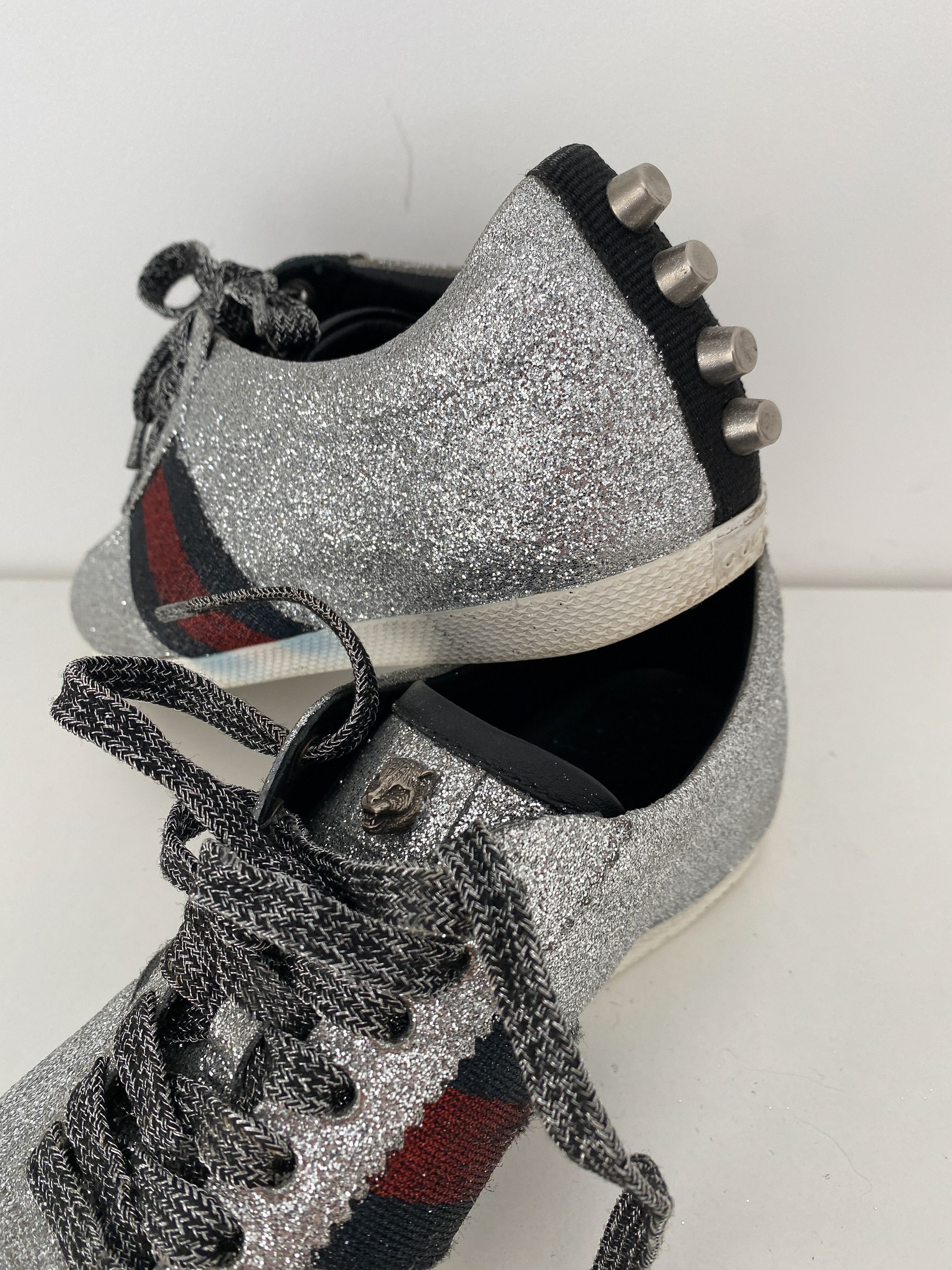 Gucci Gucci Silver Glitter Ace Size US 6 / IT 36 - 11 Thumbnail