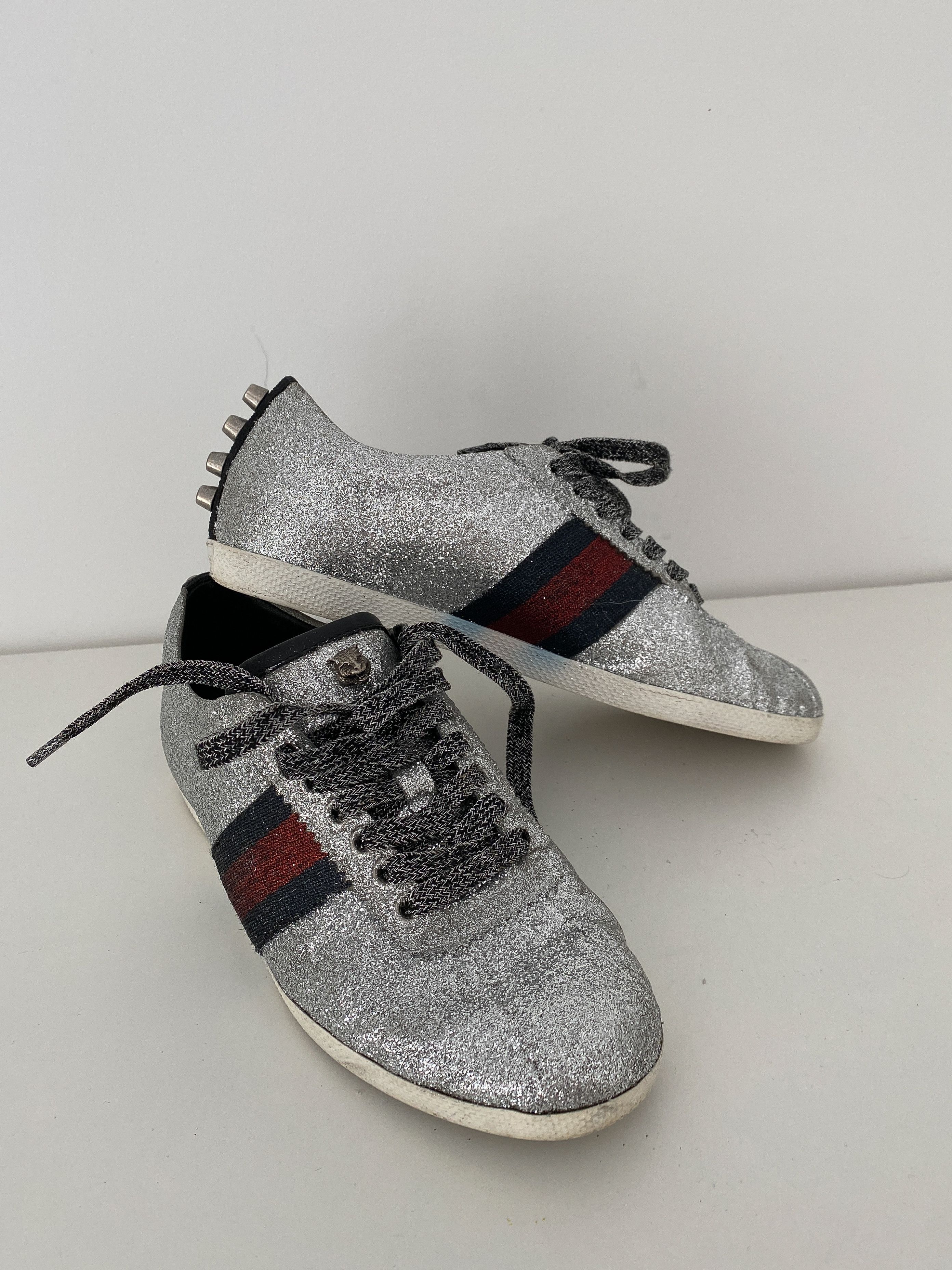 Gucci Gucci Silver Glitter Ace Size US 6 / IT 36 - 3 Thumbnail