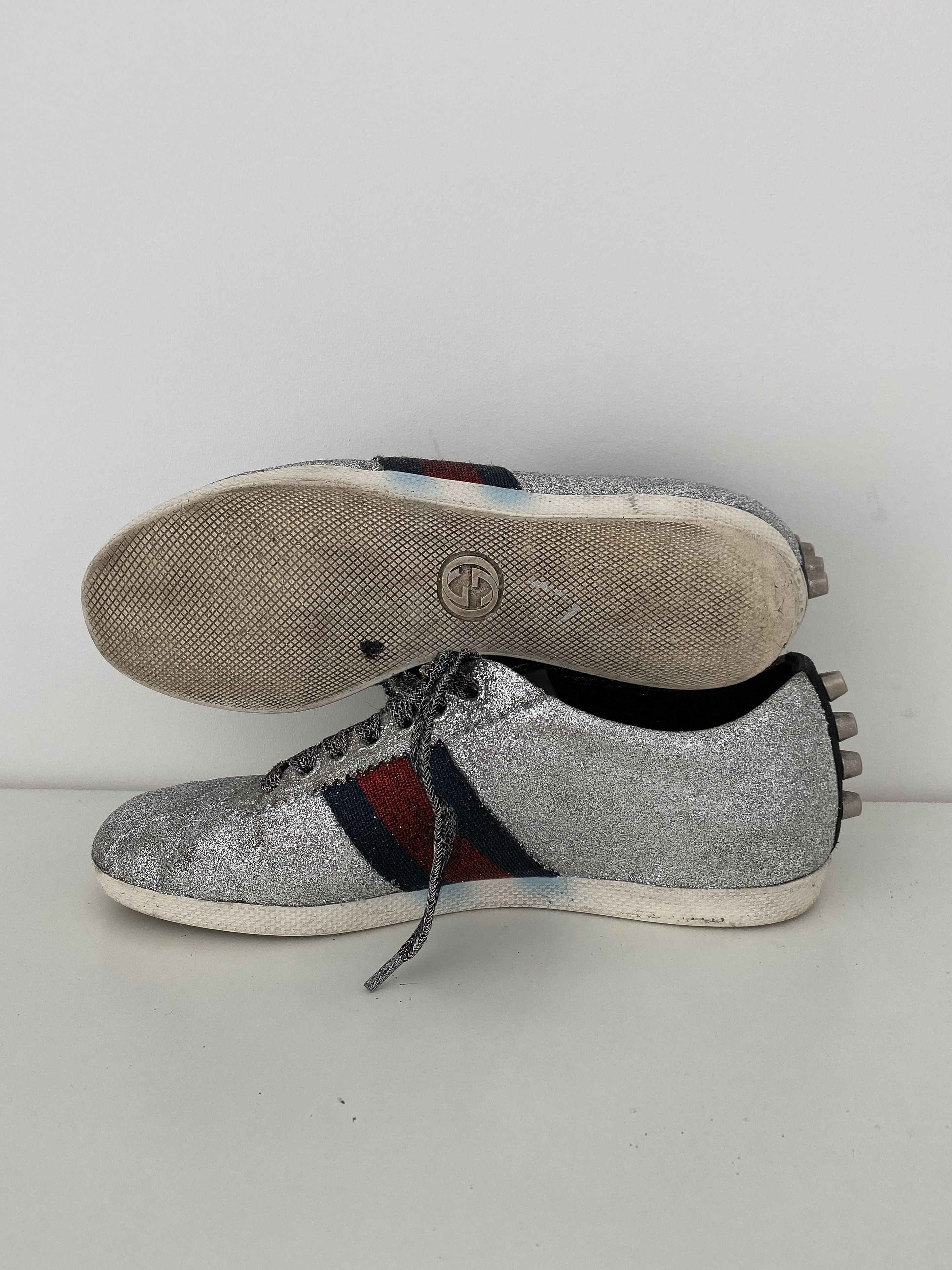 Gucci Gucci Silver Glitter Ace Size US 6 / IT 36 - 12 Thumbnail