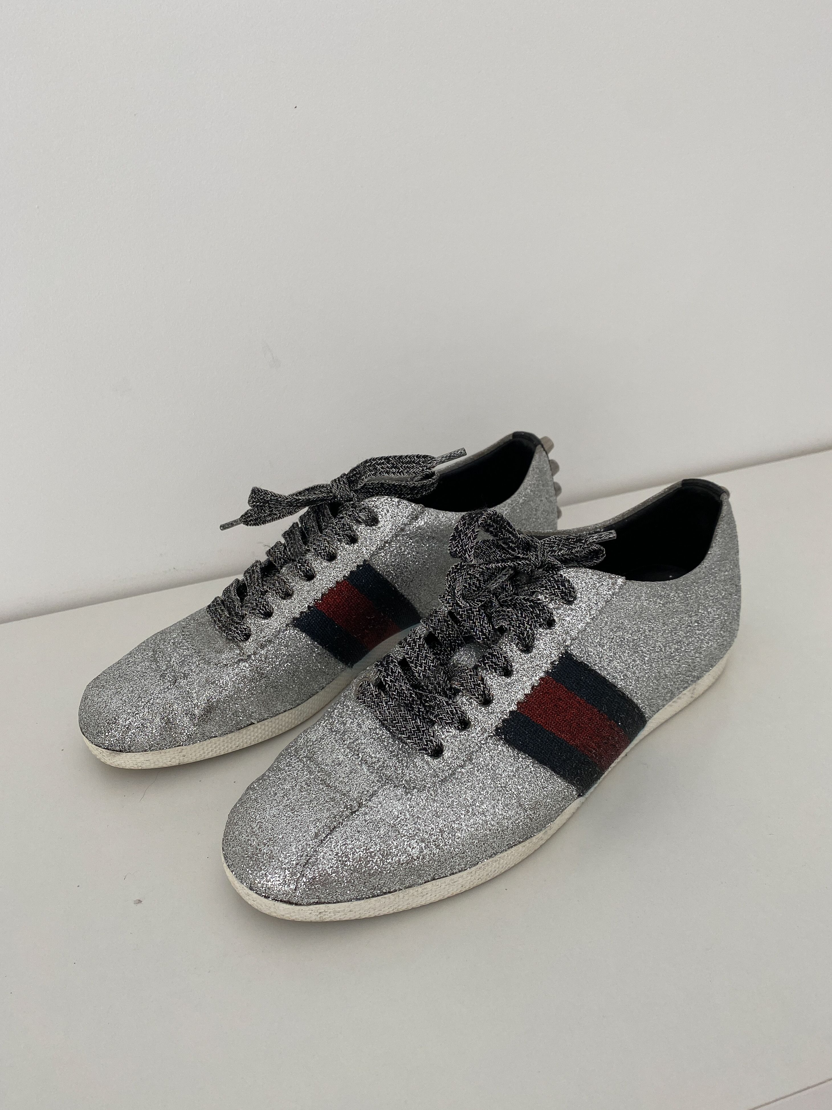 Gucci Gucci Silver Glitter Ace Size US 6 / IT 36 - 1 Thumbnail