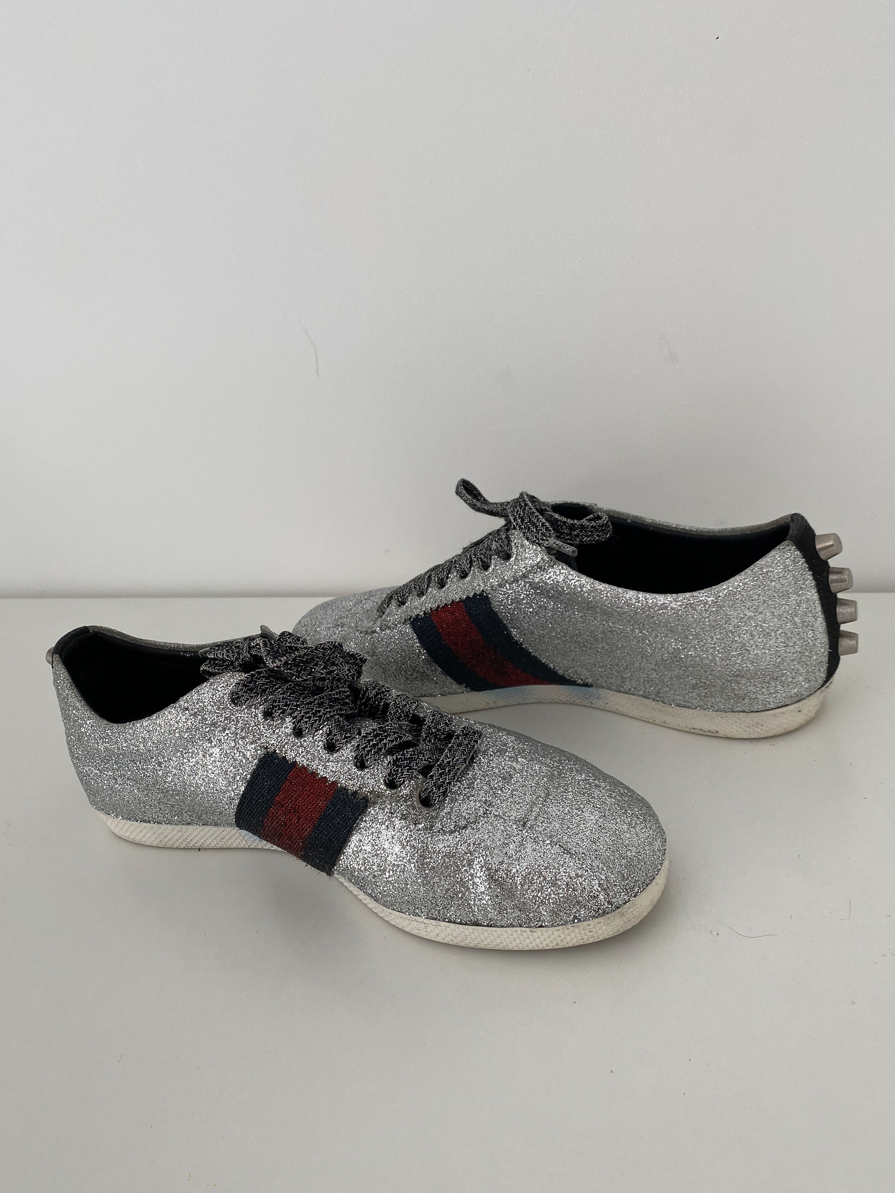 Gucci Gucci Silver Glitter Ace Size US 6 / IT 36 - 6 Thumbnail