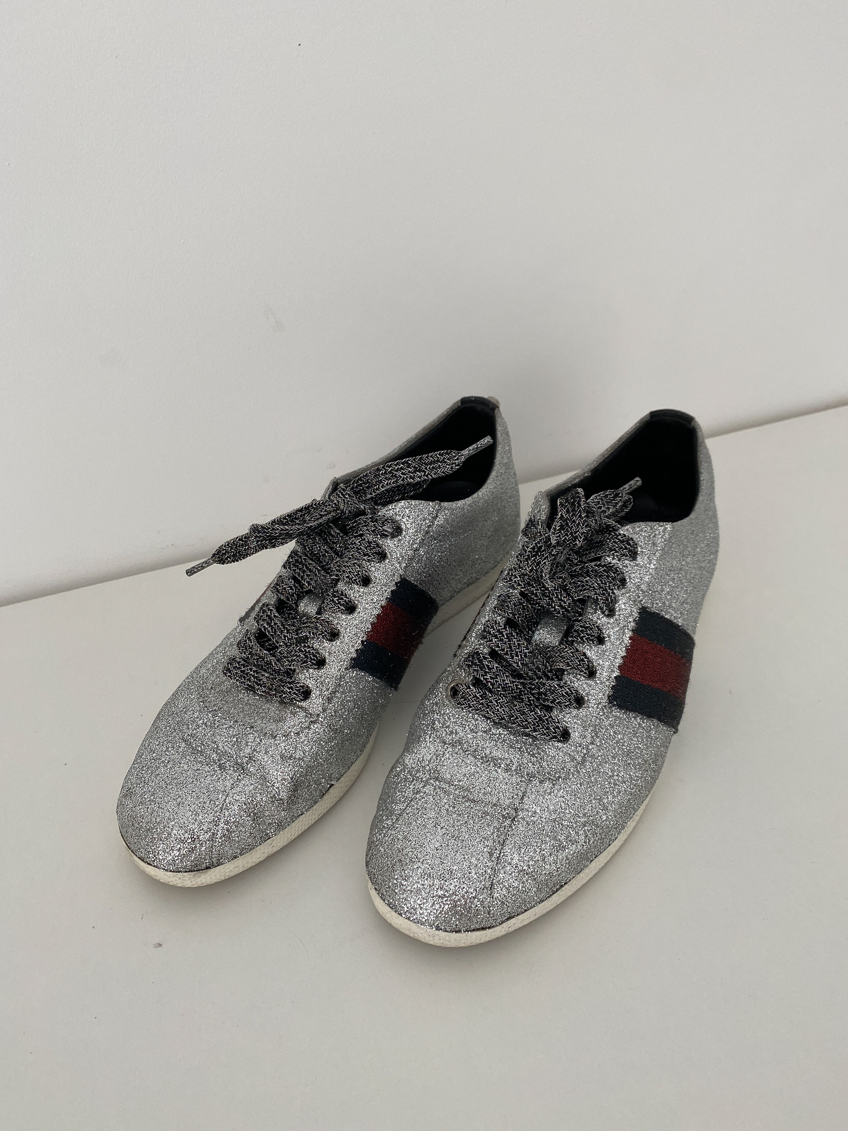 Gucci Gucci Silver Glitter Ace Size US 6 / IT 36 - 4 Thumbnail