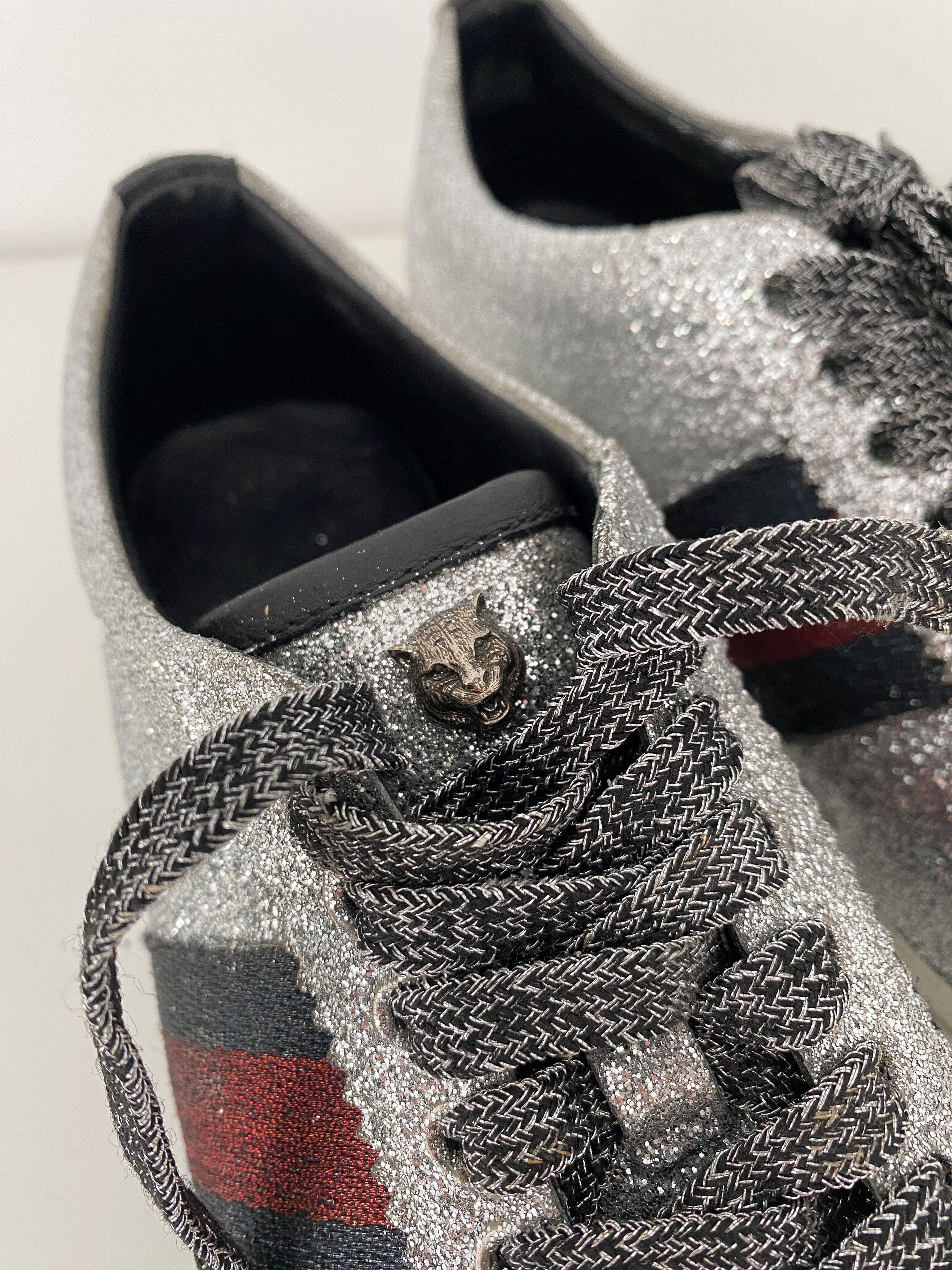 Gucci Gucci Silver Glitter Ace Size US 6 / IT 36 - 9 Thumbnail