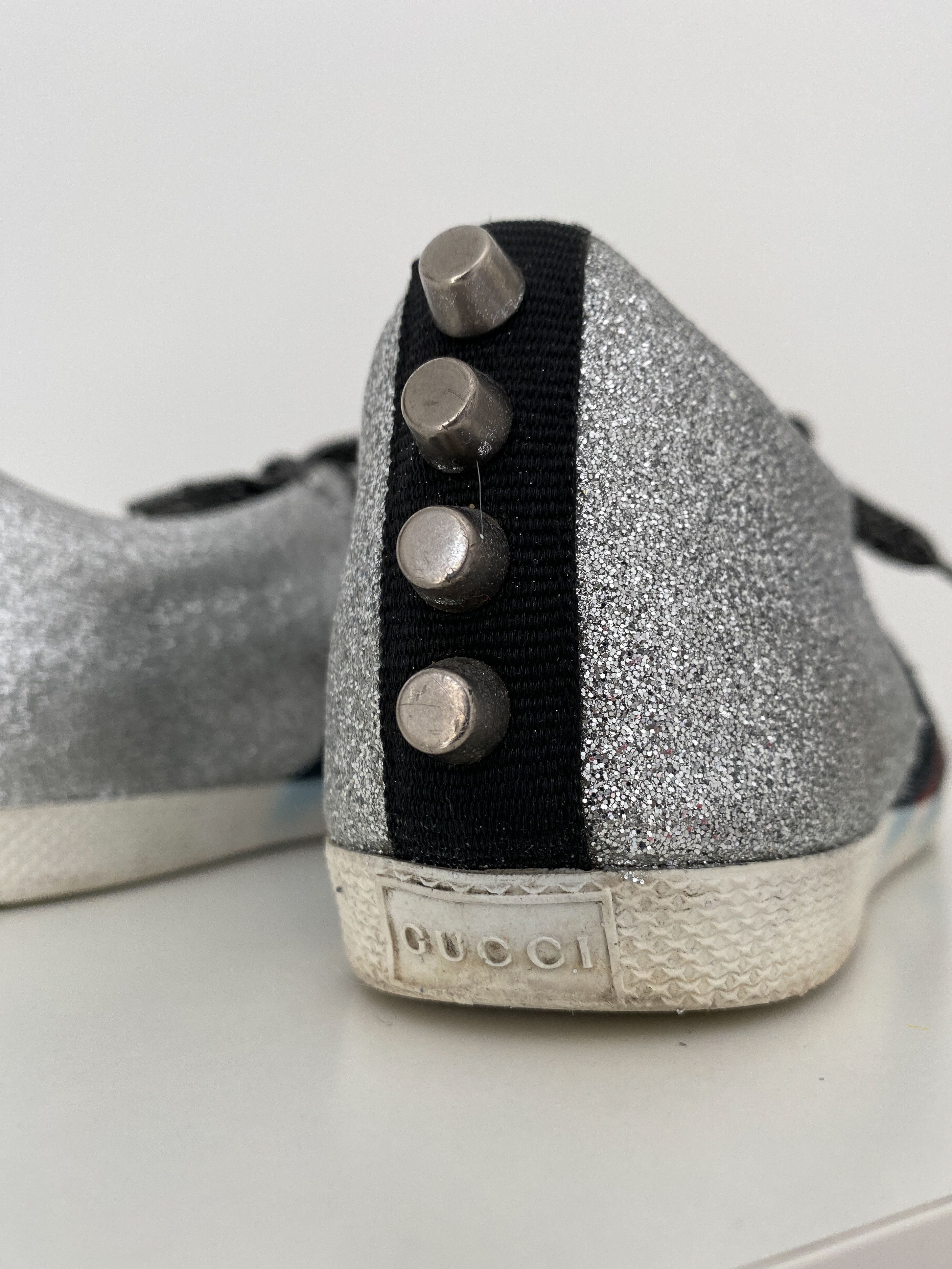 Gucci Gucci Silver Glitter Ace Size US 6 / IT 36 - 8 Thumbnail