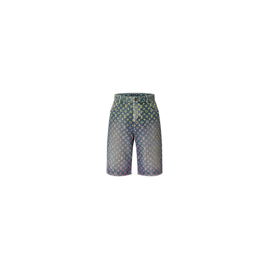 Rainbow Monogram Denim Shorts