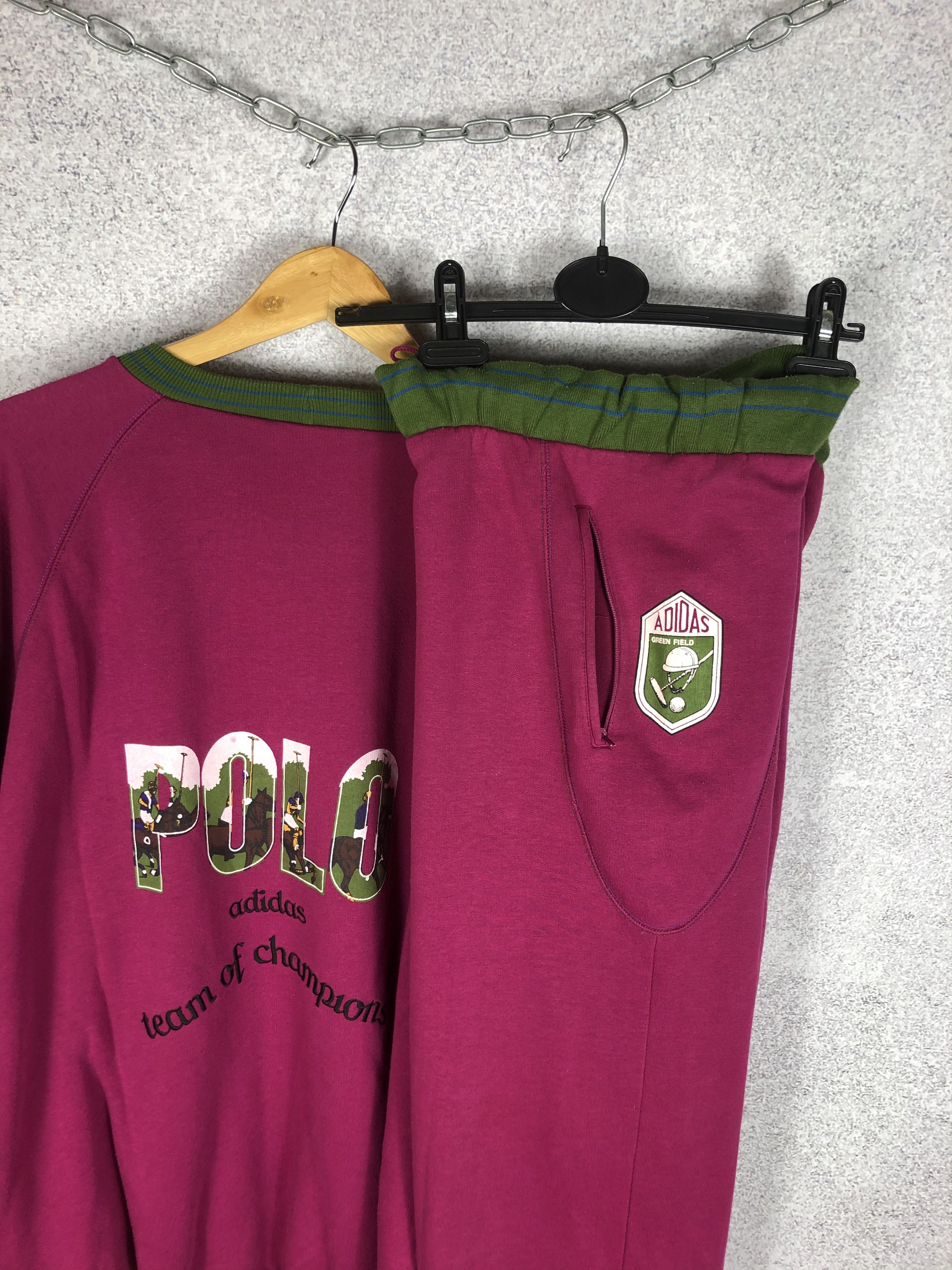 Vintage Rare Adidas 80s Vintage Green Field Tracksuit Polo Golf Size US L / EU 52-54 / 3 - 4 Thumbnail