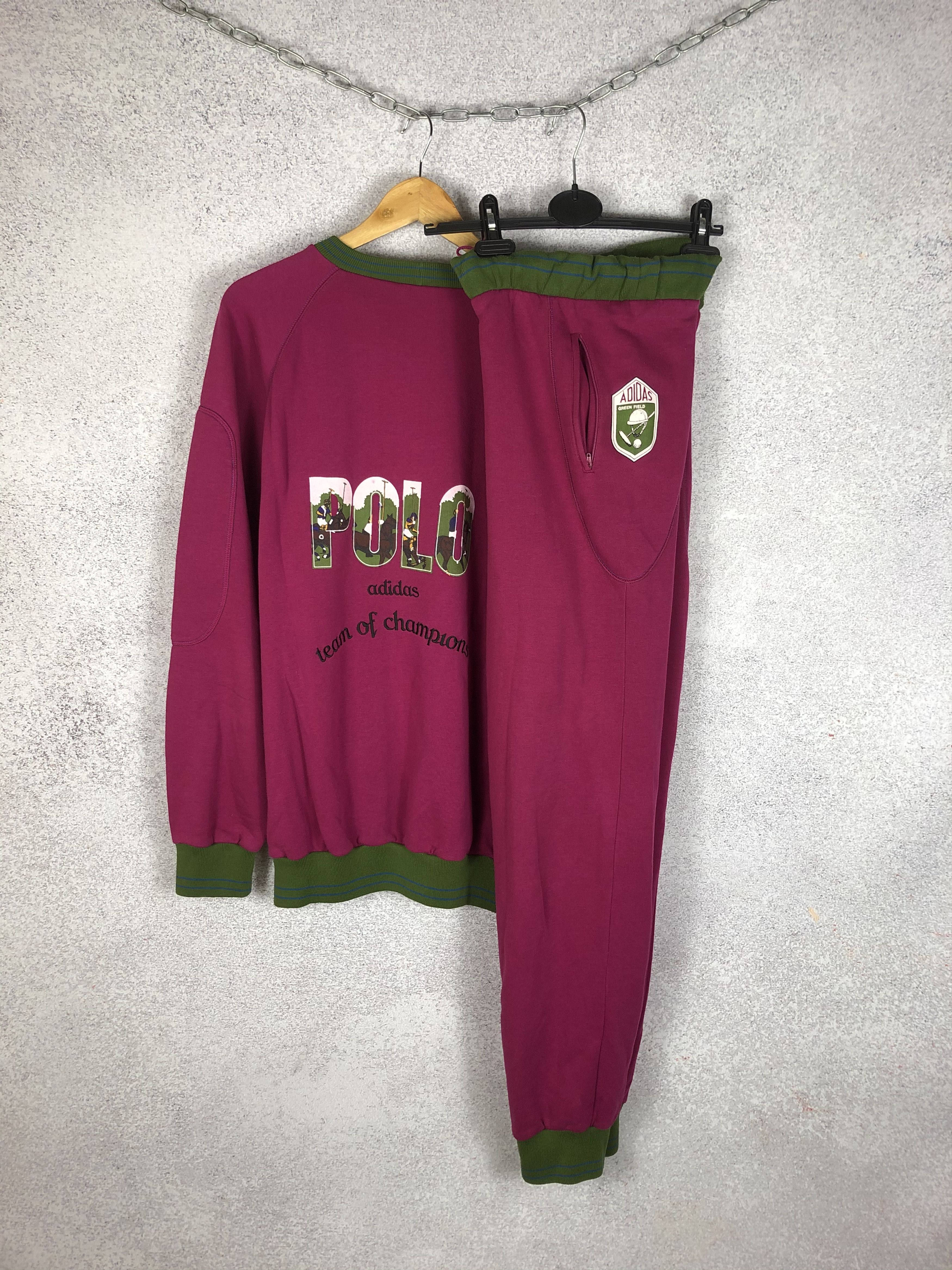Vintage Rare Adidas 80s Vintage Green Field Tracksuit Polo Golf Size US L / EU 52-54 / 3 - 1 Thumbnail