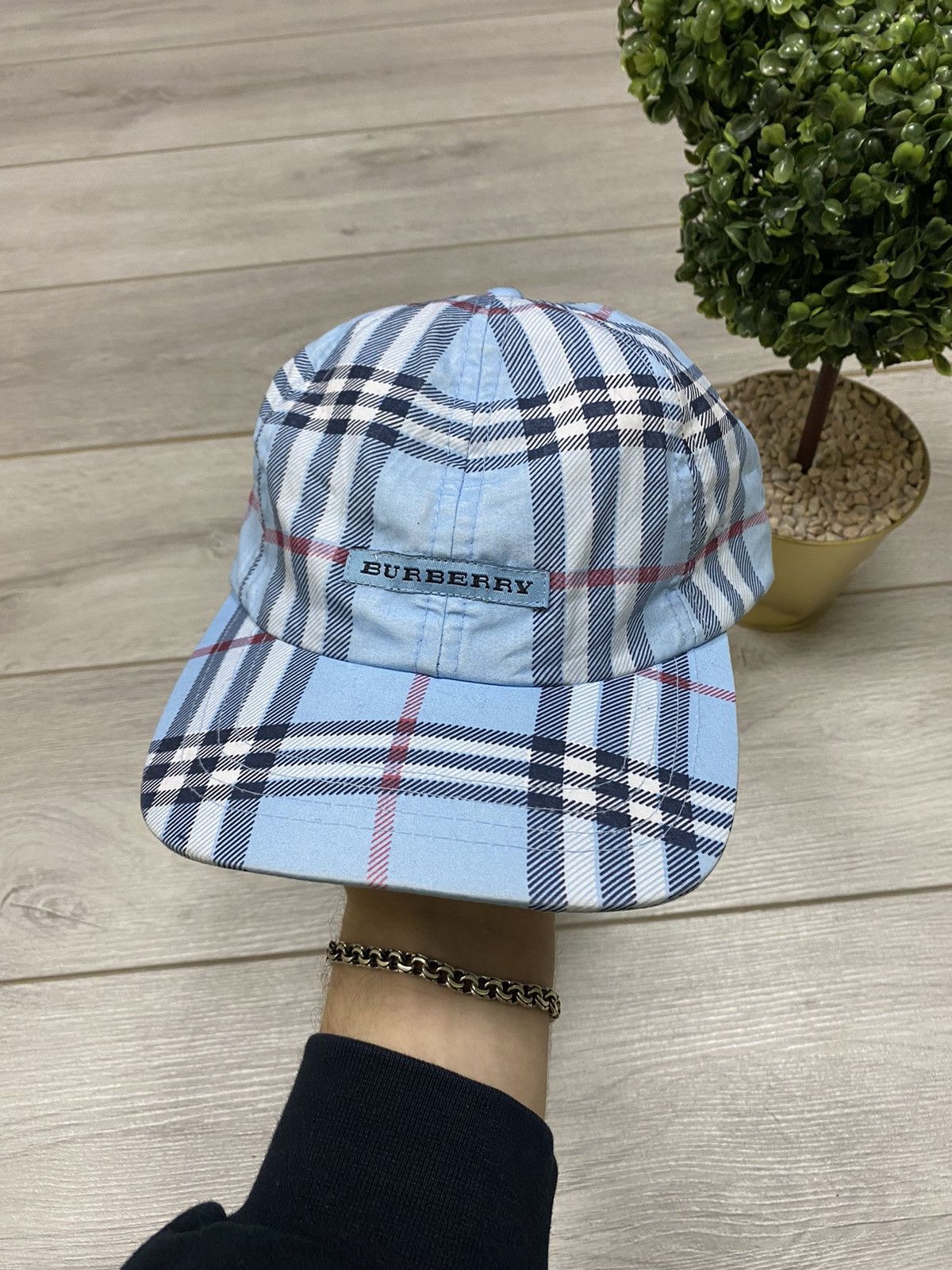 Burberry × Vintage Burberry vintage blue check cap | Grailed