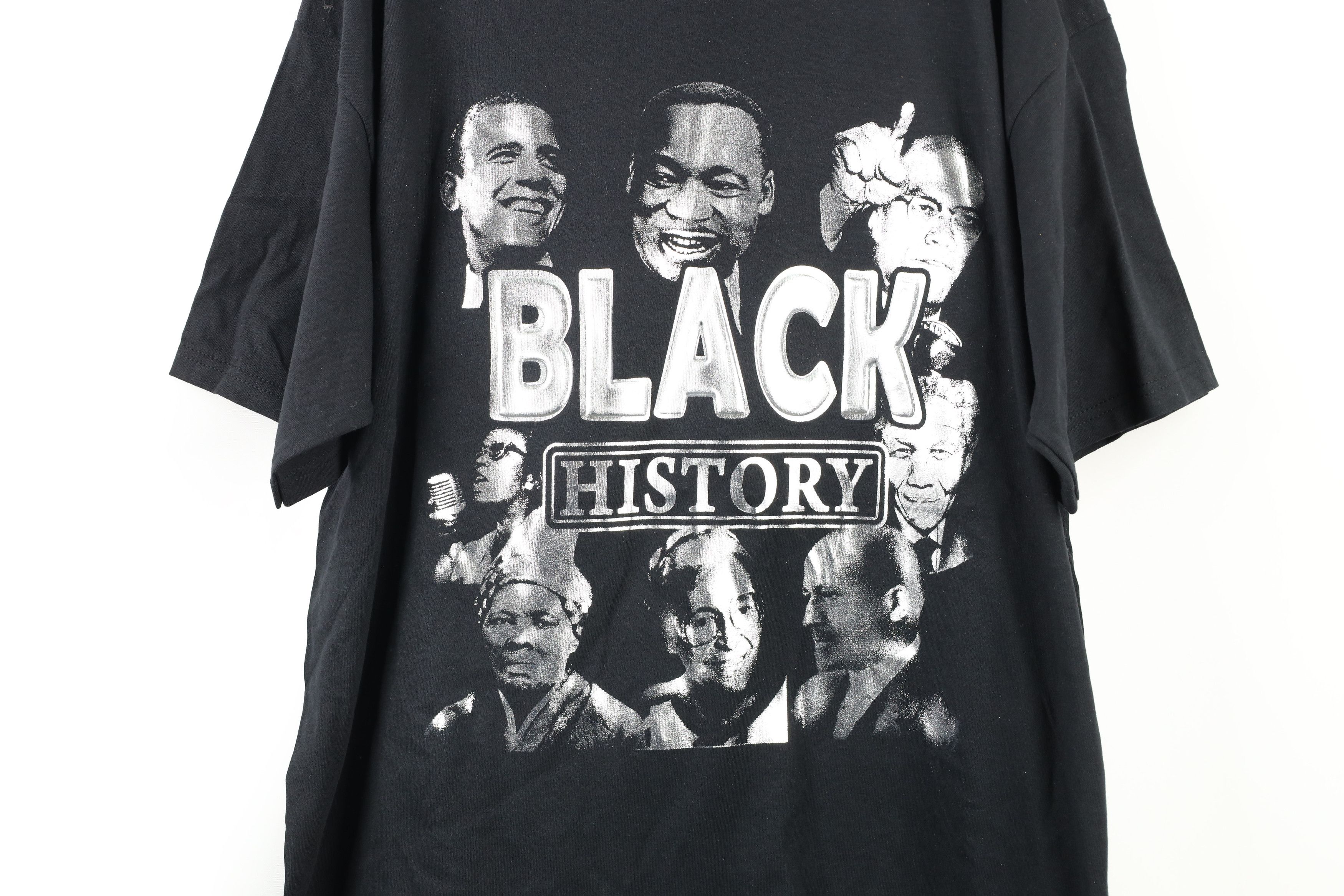 Vintage New Black History Malcolm X Obama Rosa Parks T-Shirt Black Size US XL / EU 56 / 4 - 4 Thumbnail
