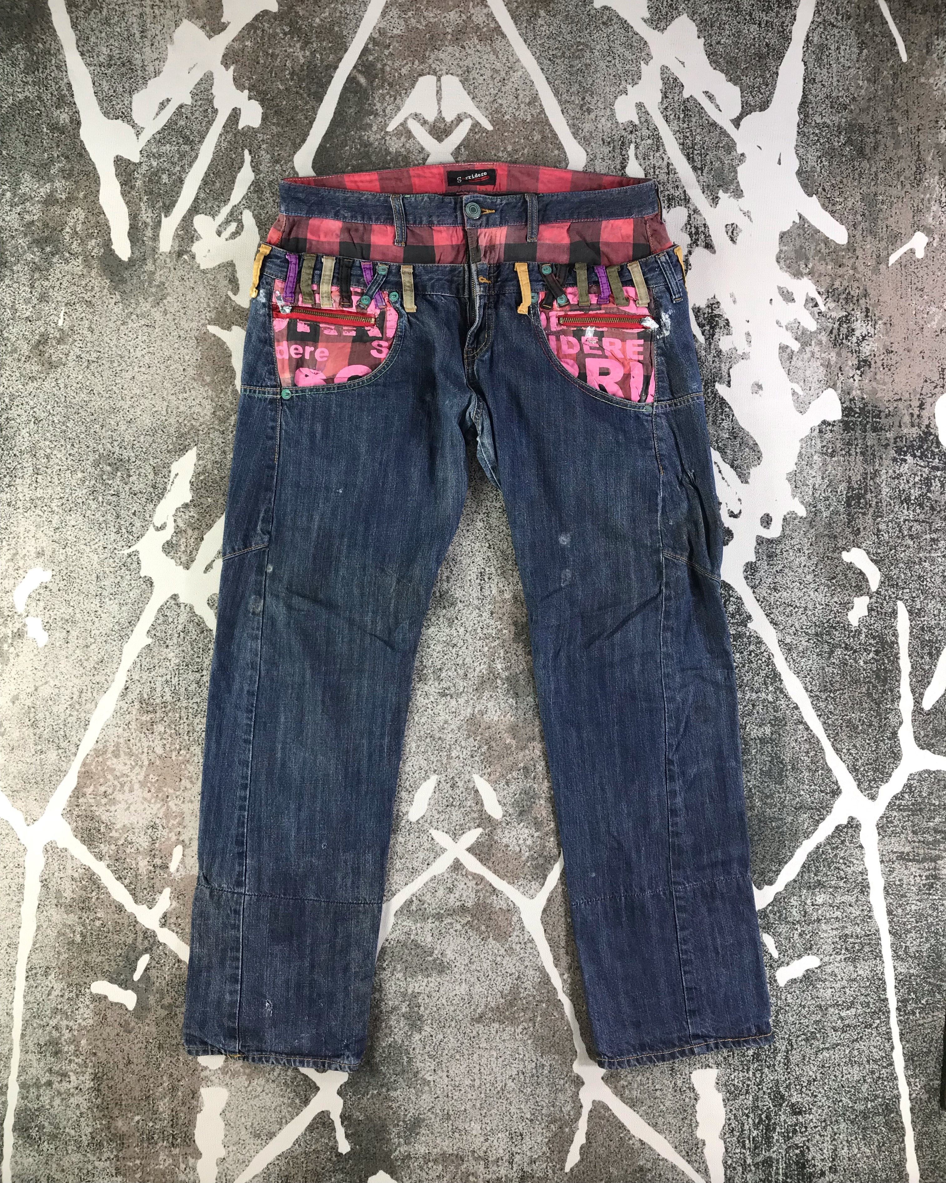 image of Distressed Denim Vintage Japanese Sorridere Jeans Double Waist Denim Kj2884 in Blue, Men's (Size 34
