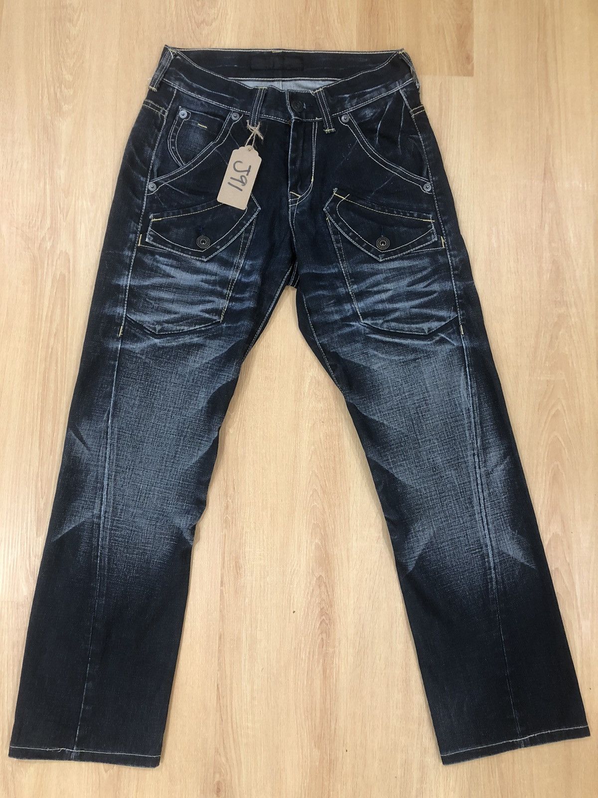 Japanese Brand Back Number Distressed Denim Punk Style Multipocket Size US 30 / EU 46 - 1 Thumbnail