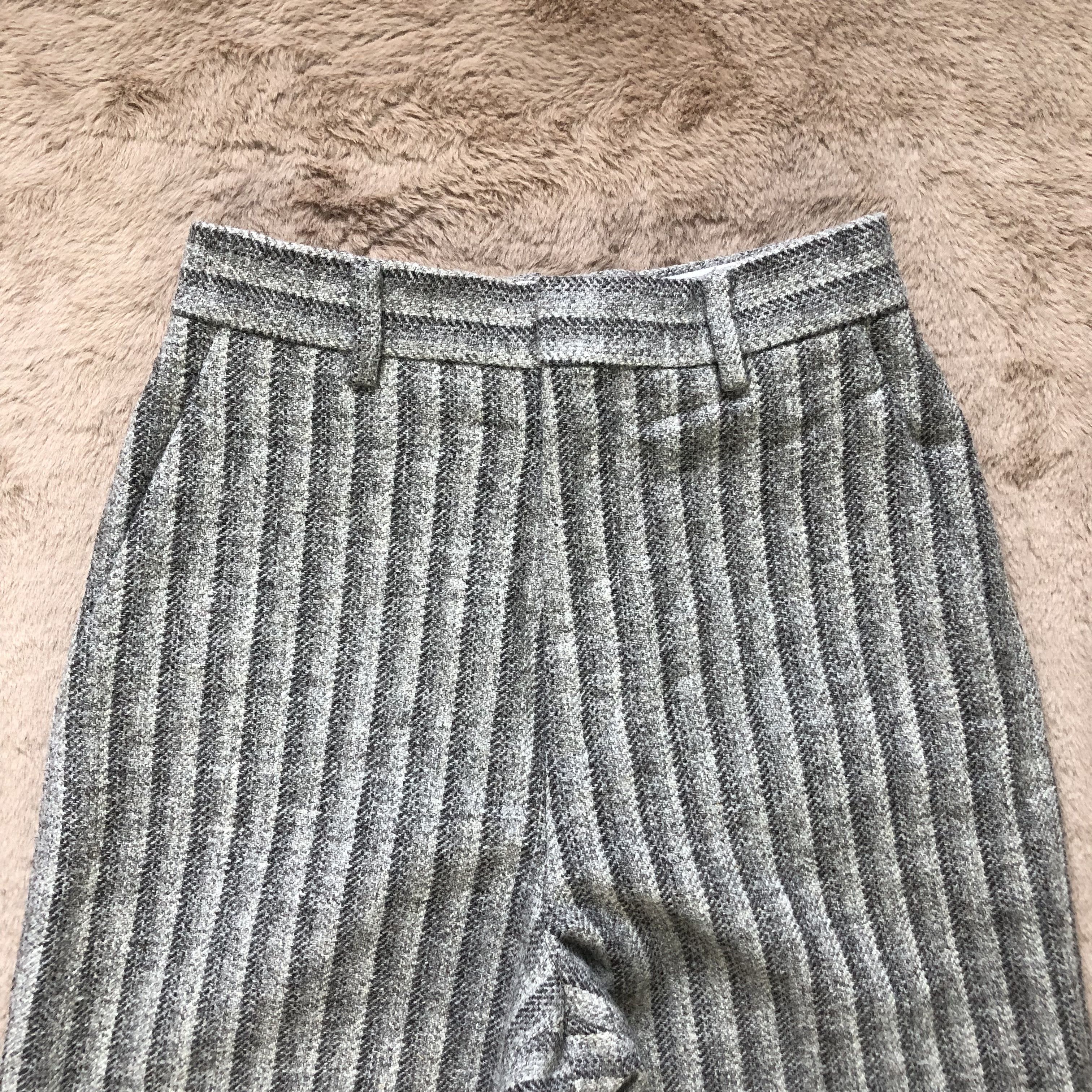 Japanese Brand LOEFF STRIPED WOOL CROPPED PANT #6621-77 Size US 26 / EU 42 - 2 Thumbnail