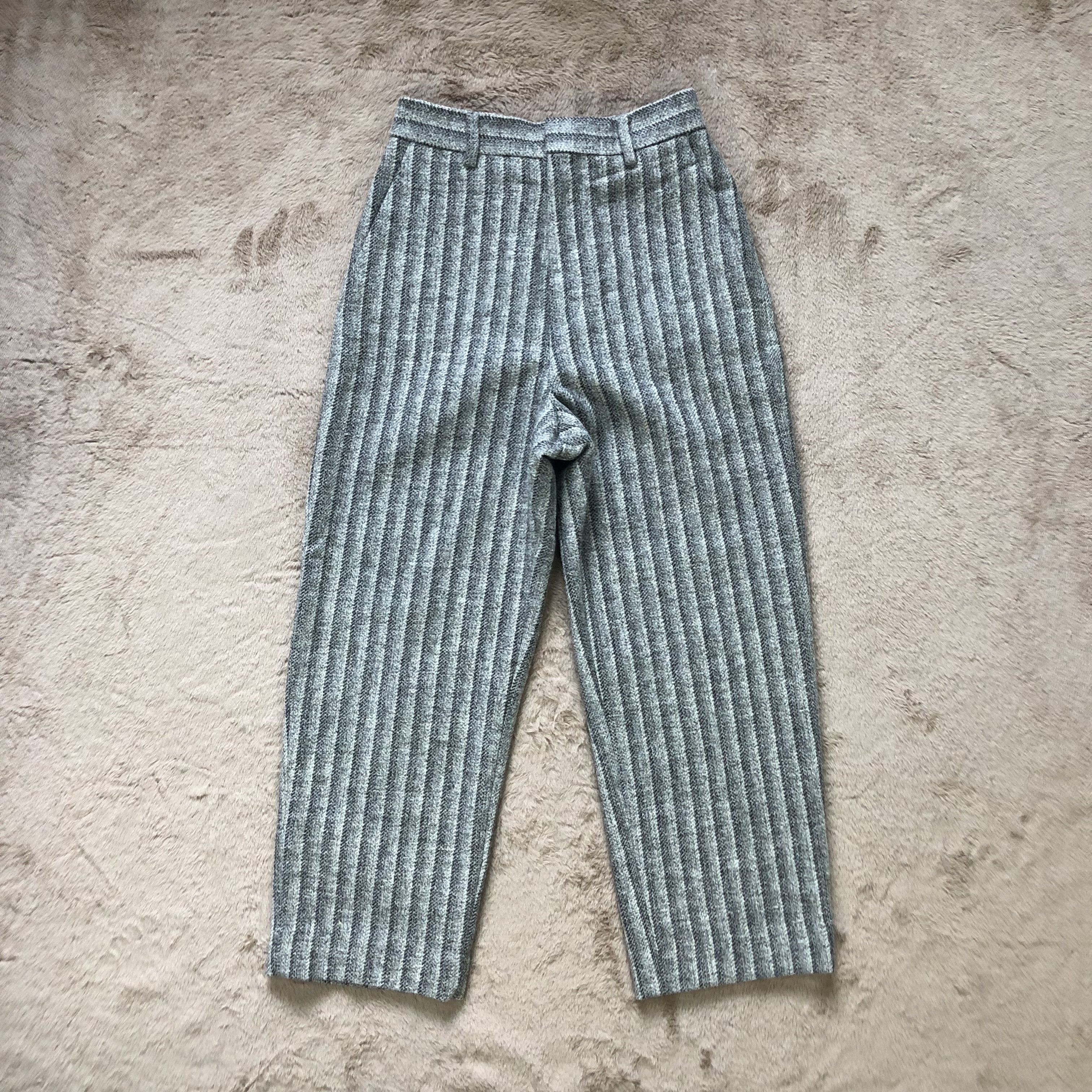 Japanese Brand LOEFF STRIPED WOOL CROPPED PANT #6621-77 Size US 26 / EU 42 - 1 Thumbnail