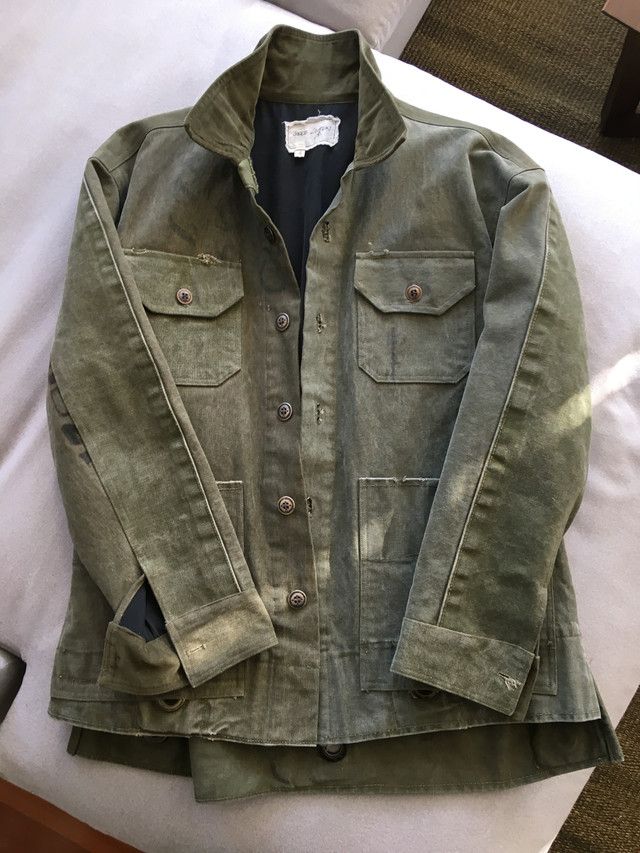 Pre-owned Greg Lauren The "duffle Bag Boxy Work Jacket" In Army