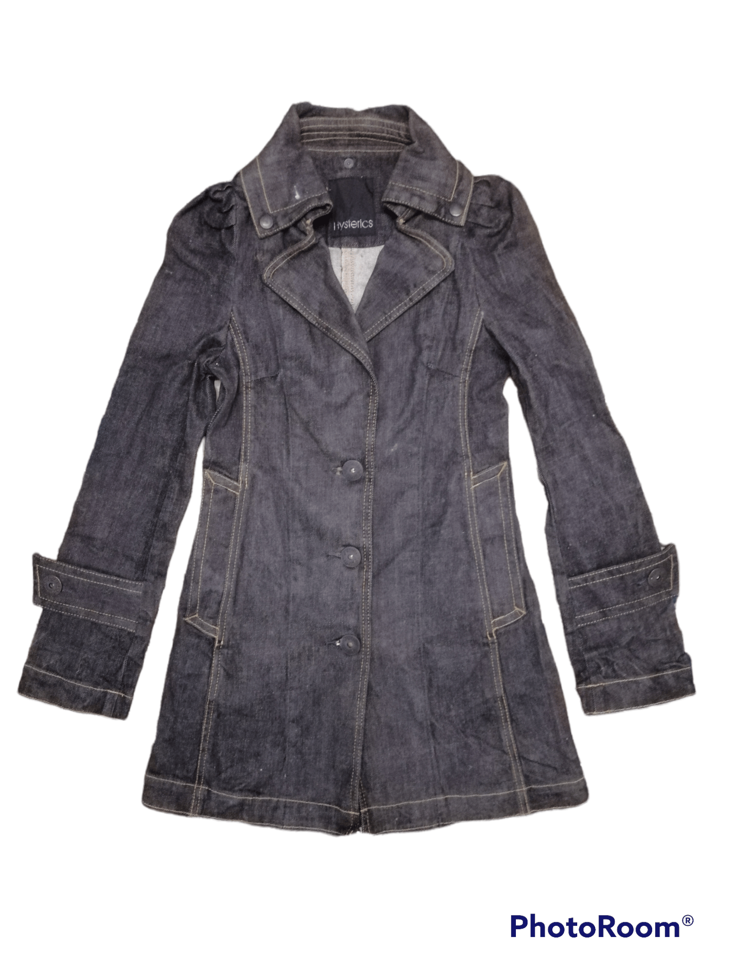 Hysteric Glamour × Japanese Brand Hysterics Glamour Black Jeans Trench Long Coat Button down Size US XS / EU 42 / 0 - 1 Thumbnail