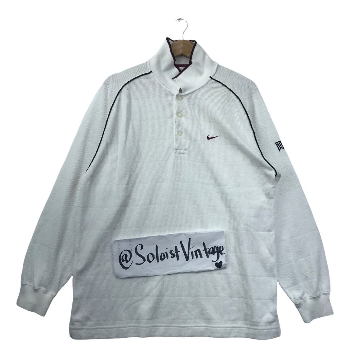 Nike NIKE TIGER WOODS Swoosh Stripes White Long Sleeve T-shirt Size US L / EU 52-54 / 3 - 1 Thumbnail