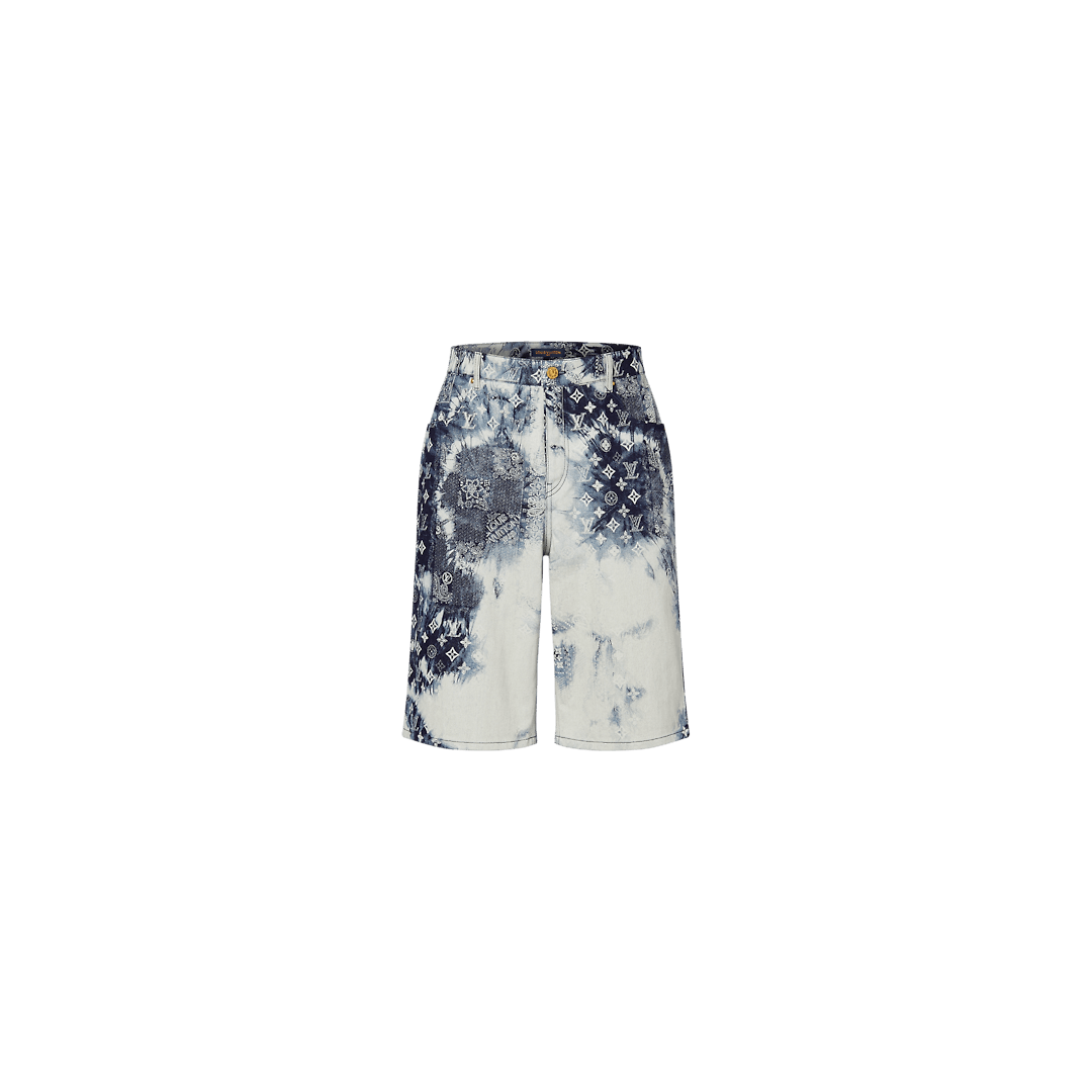 Louis Vuitton Rainbow Monogram Denim Shorts, Blue, 34