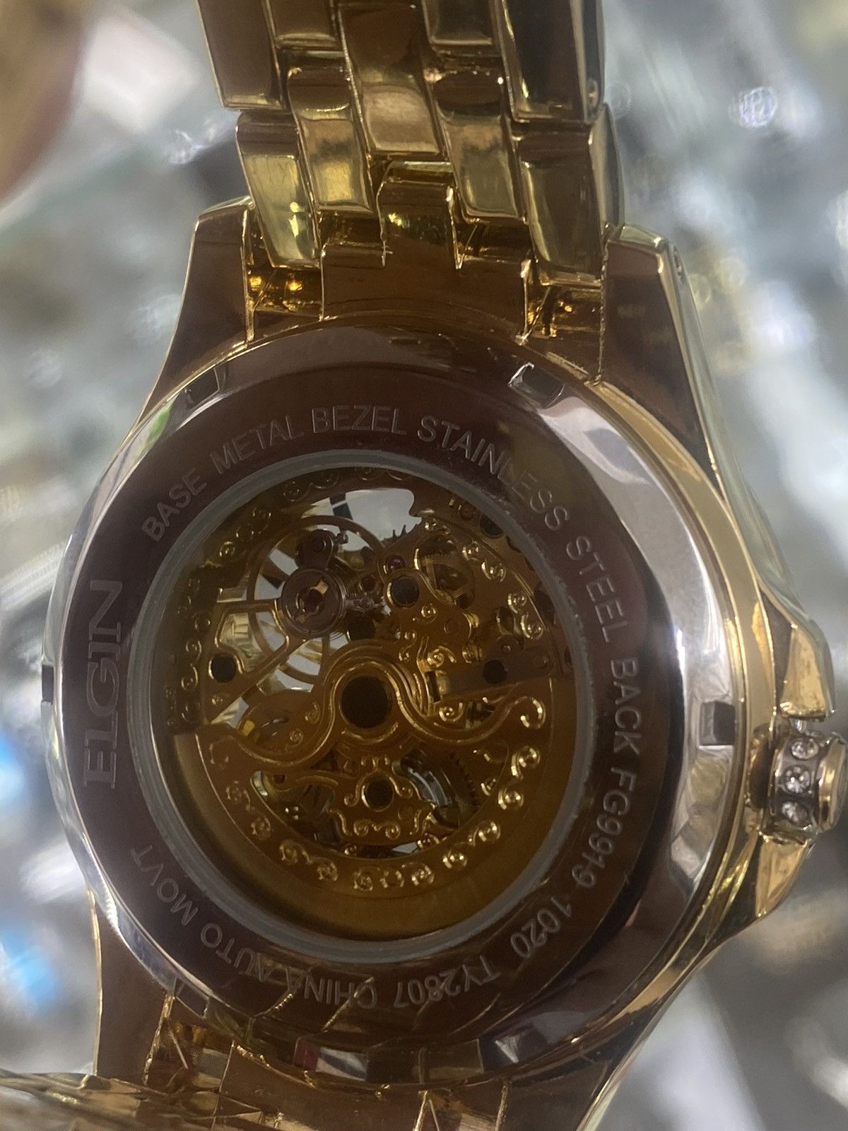 Crystal Bezel Elgin Base Metal Bezel Stainless Steel Back Elgin