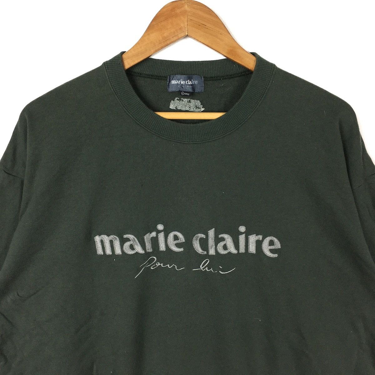 Vintage MARIE CLAIRE Pour Homme Embroidered Spell Out Sweatshirt Size US L / EU 52-54 / 3 - 2 Thumbnail