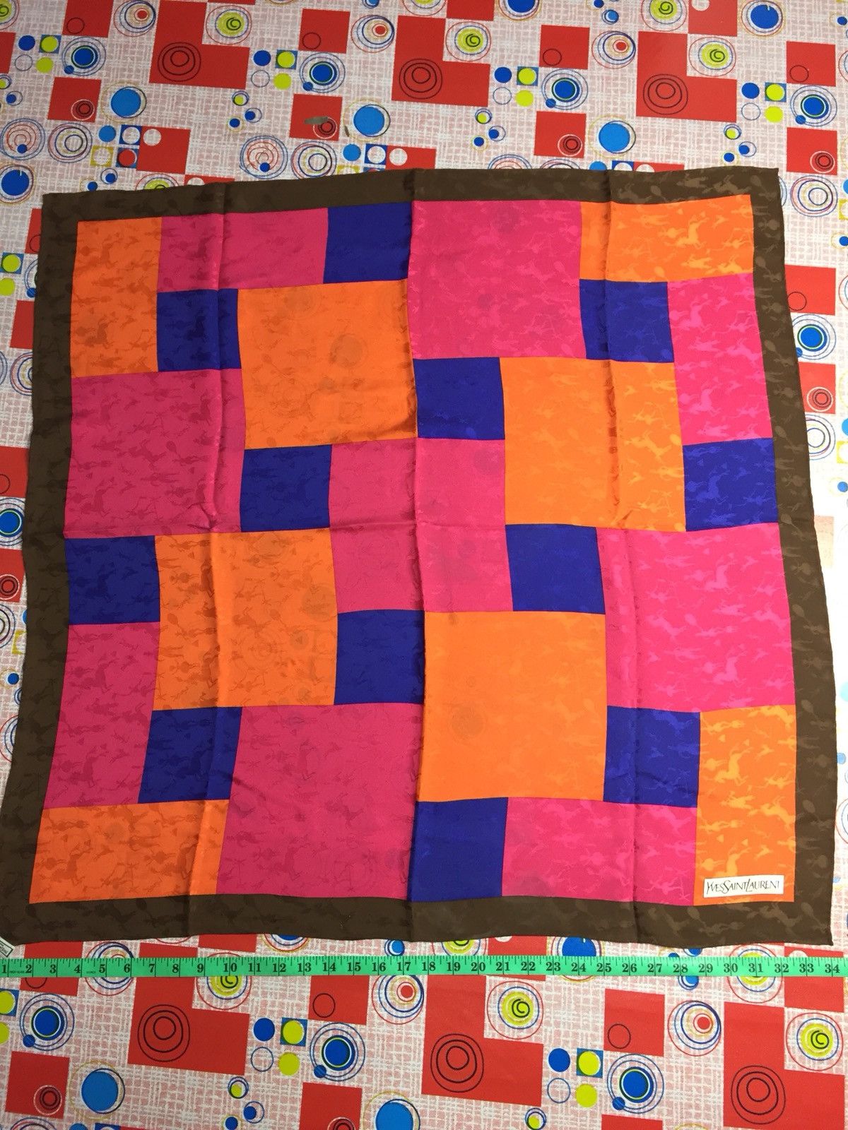 Yves Saint Laurent Yves Saint Laurent Colorblock Style Silk Scarve Size ONE SIZE - 1 Thumbnail