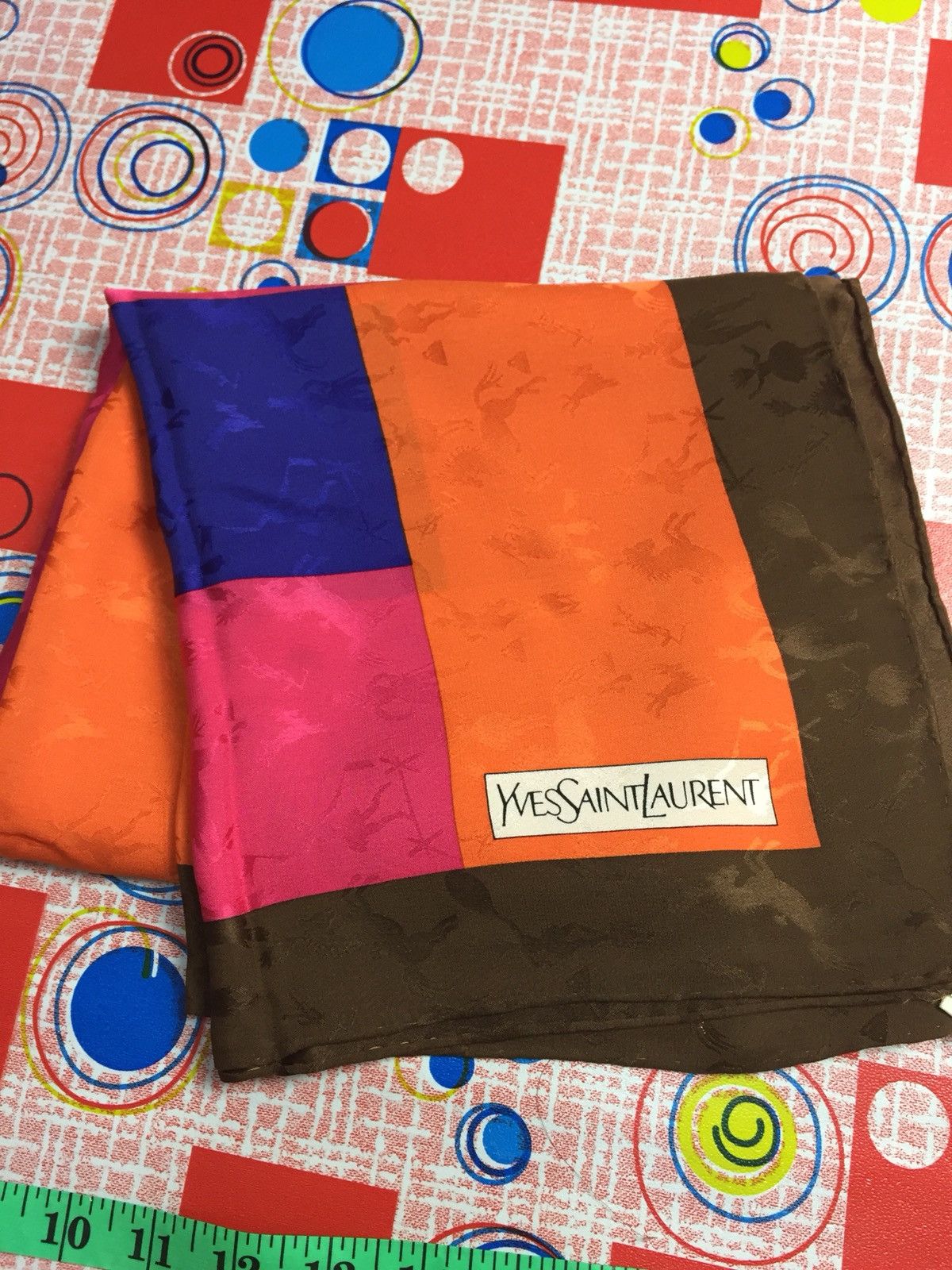 Yves Saint Laurent Yves Saint Laurent Colorblock Style Silk Scarve Size ONE SIZE - 2 Thumbnail