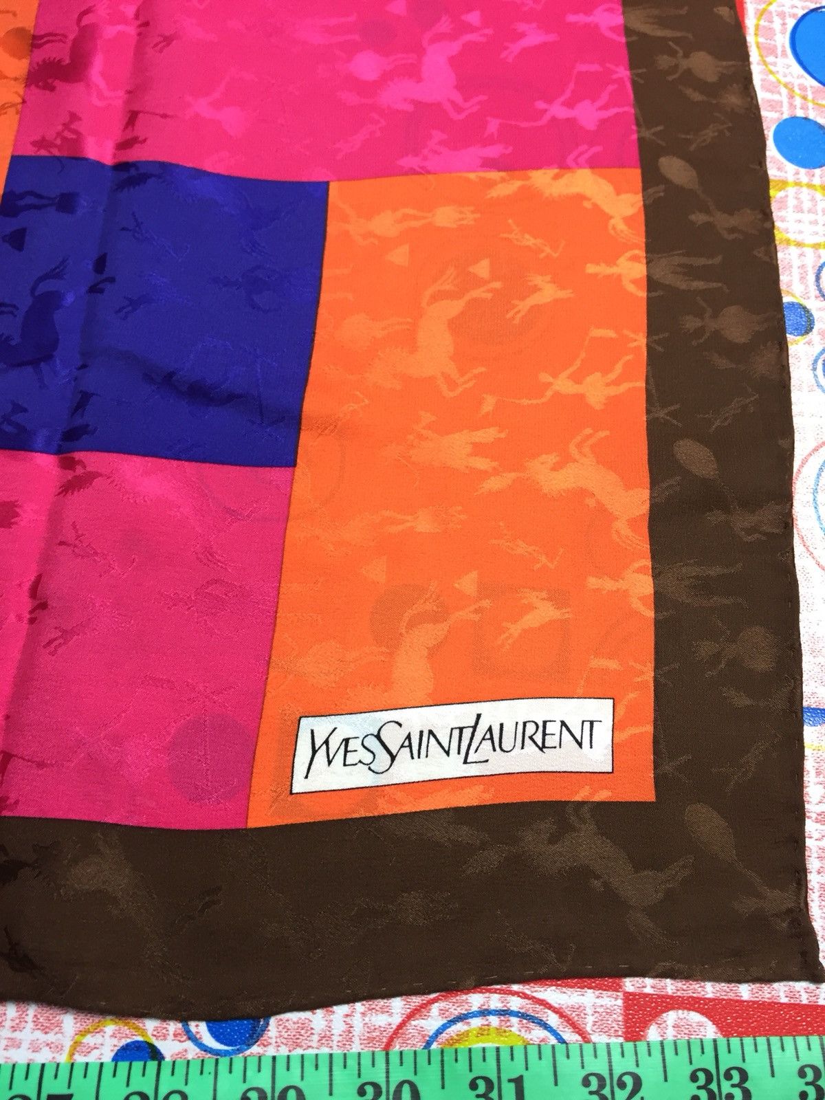 Yves Saint Laurent Yves Saint Laurent Colorblock Style Silk Scarve Size ONE SIZE - 5 Thumbnail
