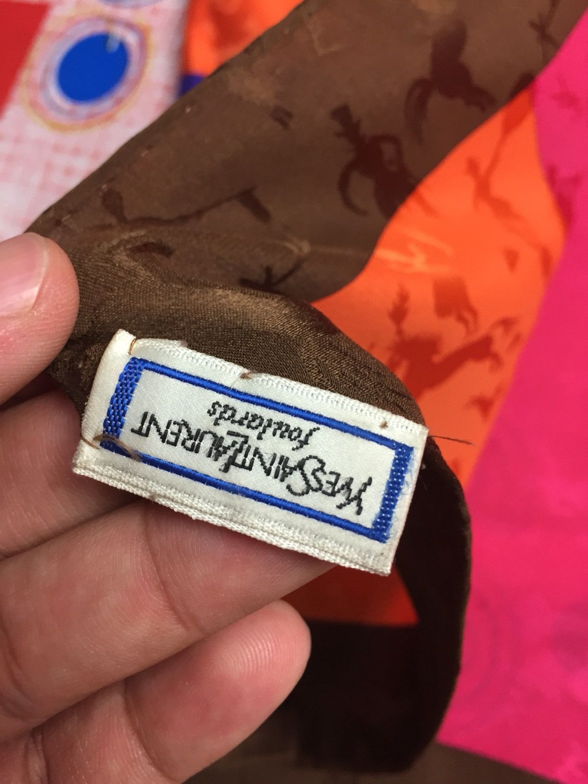 Yves Saint Laurent Yves Saint Laurent Colorblock Style Silk Scarve Size ONE SIZE - 4 Thumbnail