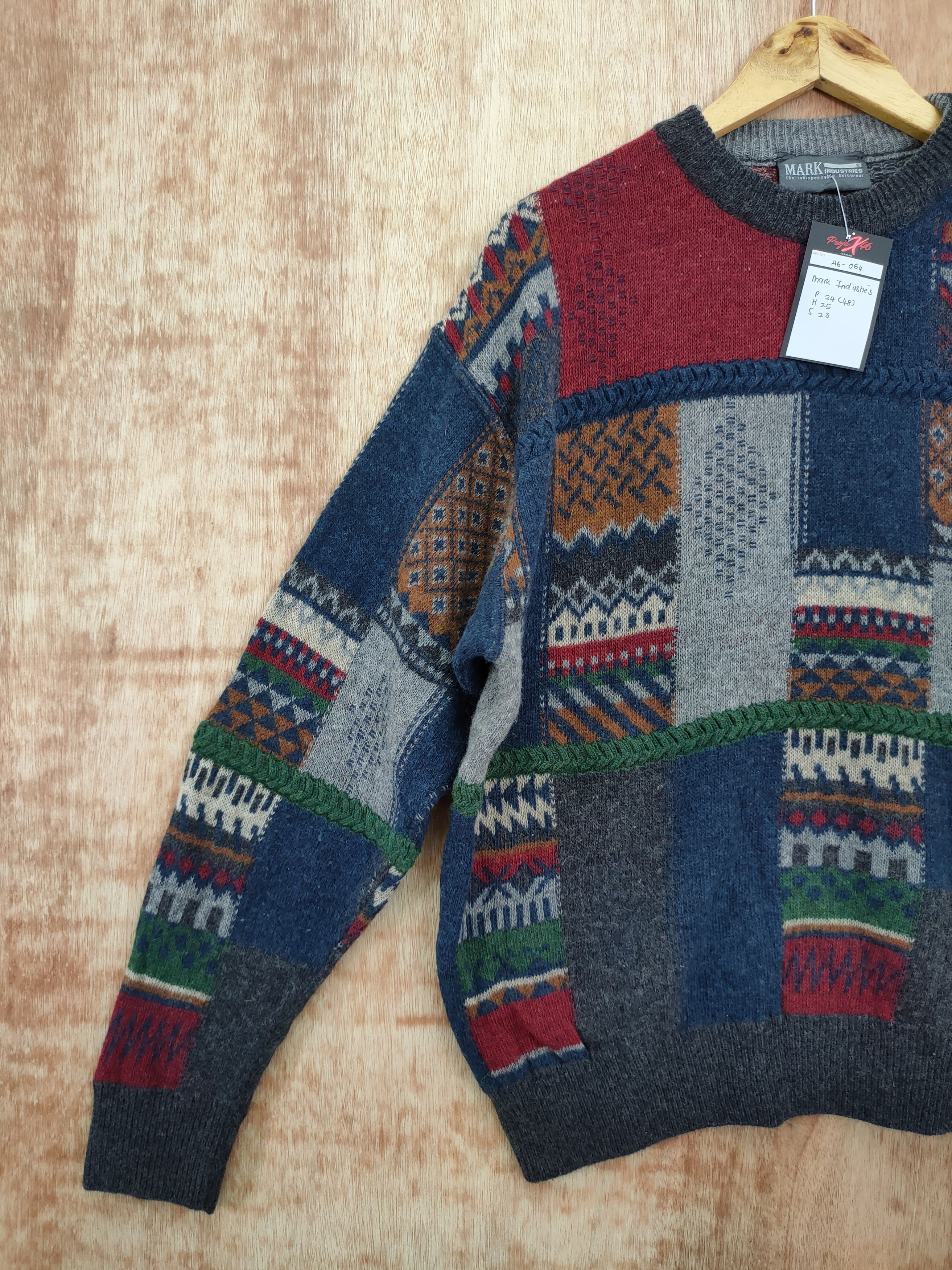 Vintage Mark Industries Italy patchwork knit sweatshirt #46-064DL Size US M / EU 48-50 / 2 - 2 Thumbnail