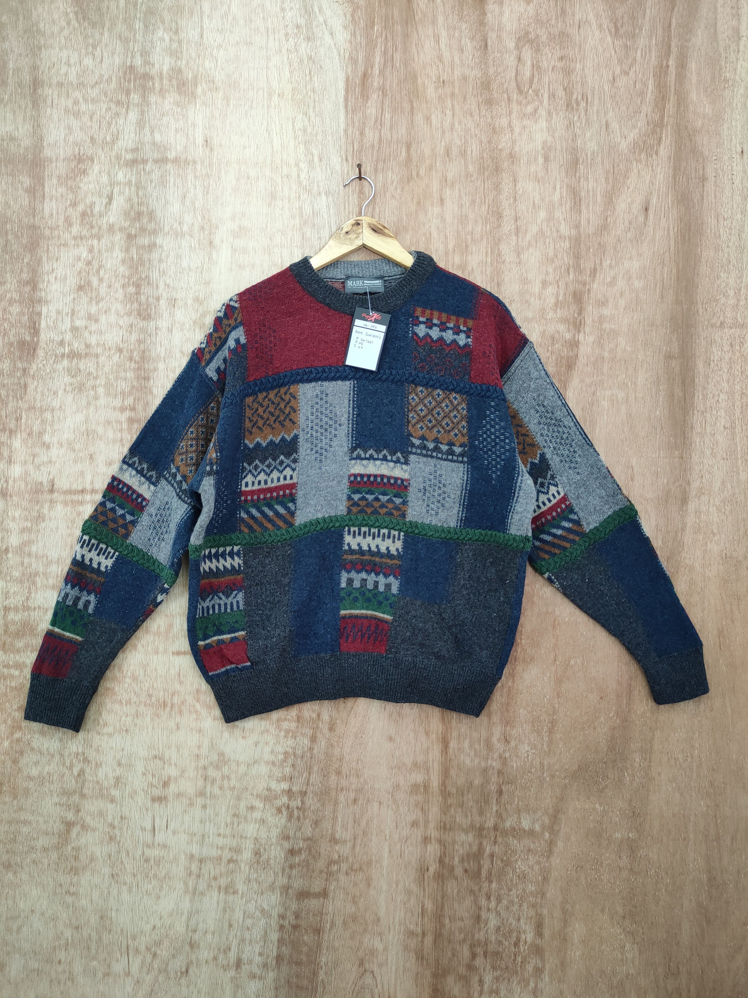 Vintage Mark Industries Italy patchwork knit sweatshirt #46-064DL Size US M / EU 48-50 / 2 - 1 Thumbnail