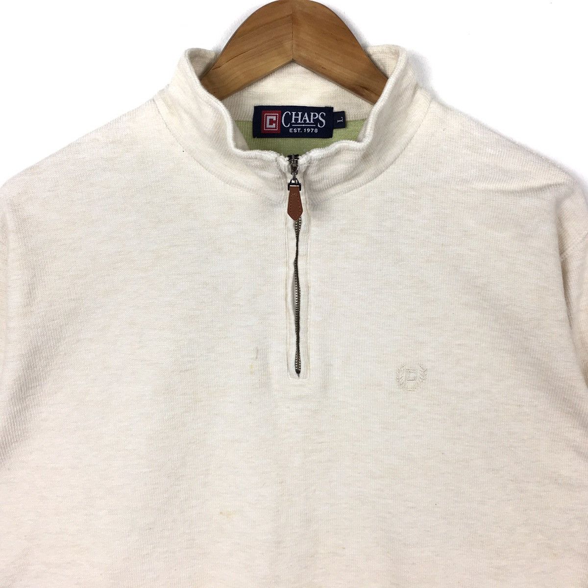 Chaps CHAPS by RALPH LAUREN Small Embroidered Half Zipper Beige Size US L / EU 52-54 / 3 - 2 Thumbnail