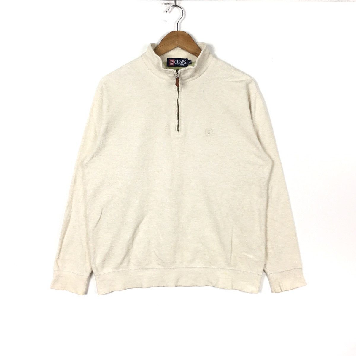 Chaps CHAPS by RALPH LAUREN Small Embroidered Half Zipper Beige Size US L / EU 52-54 / 3 - 1 Thumbnail