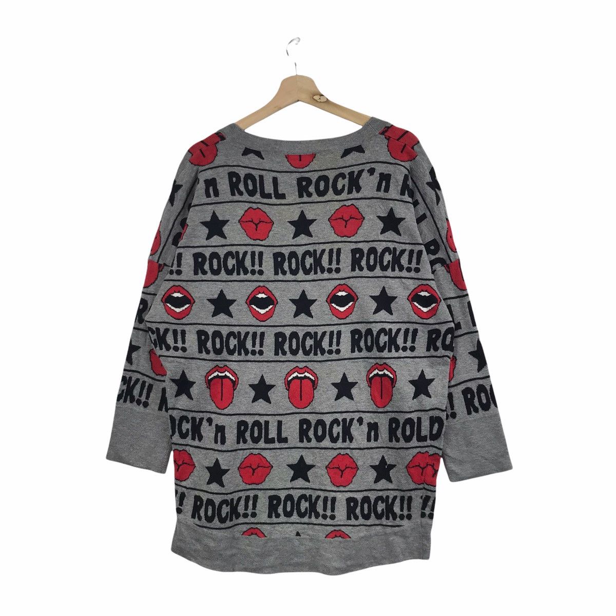 Japanese Brand ROCK AND ROLL Lips Over Print Grey Long Sweatshirt Size US XL / EU 56 / 4 - 2 Thumbnail