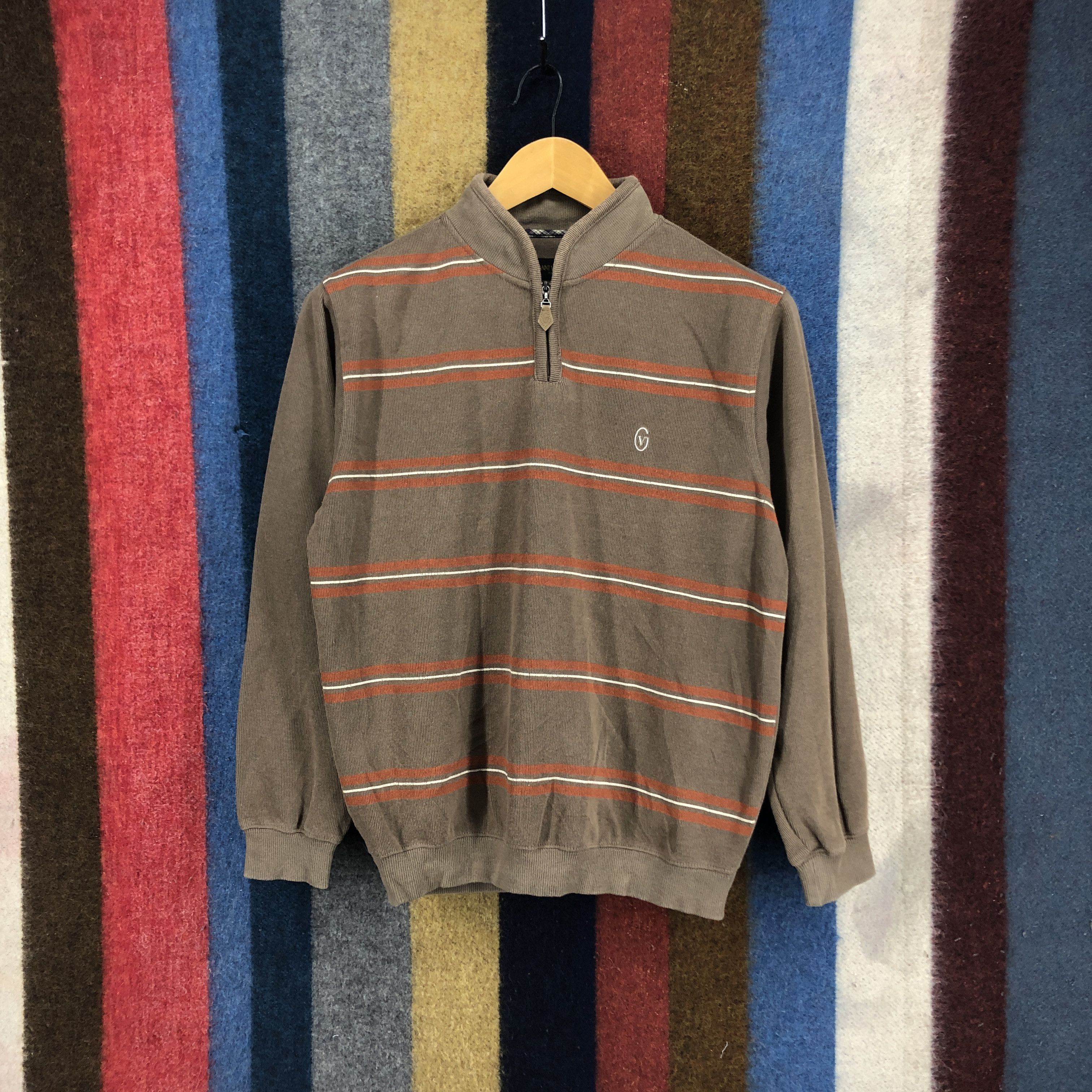 Gianni Valentino GIANNI VALENTINO Stripe Sweatshirt Turtle Neck #2769-100 Size US M / EU 48-50 / 2 - 1 Thumbnail