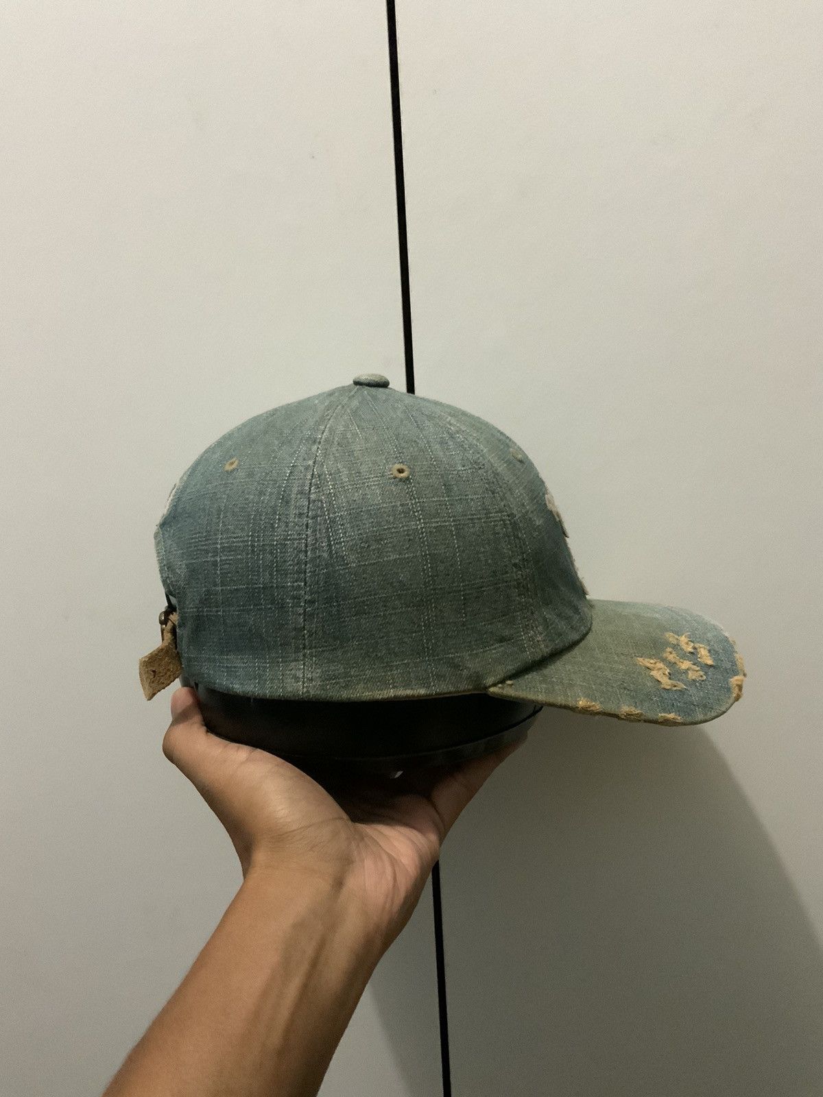 Valentino Vintage Rudolph Valentino Distressed Denim Fade Hat Cap Size ONE SIZE - 4 Thumbnail