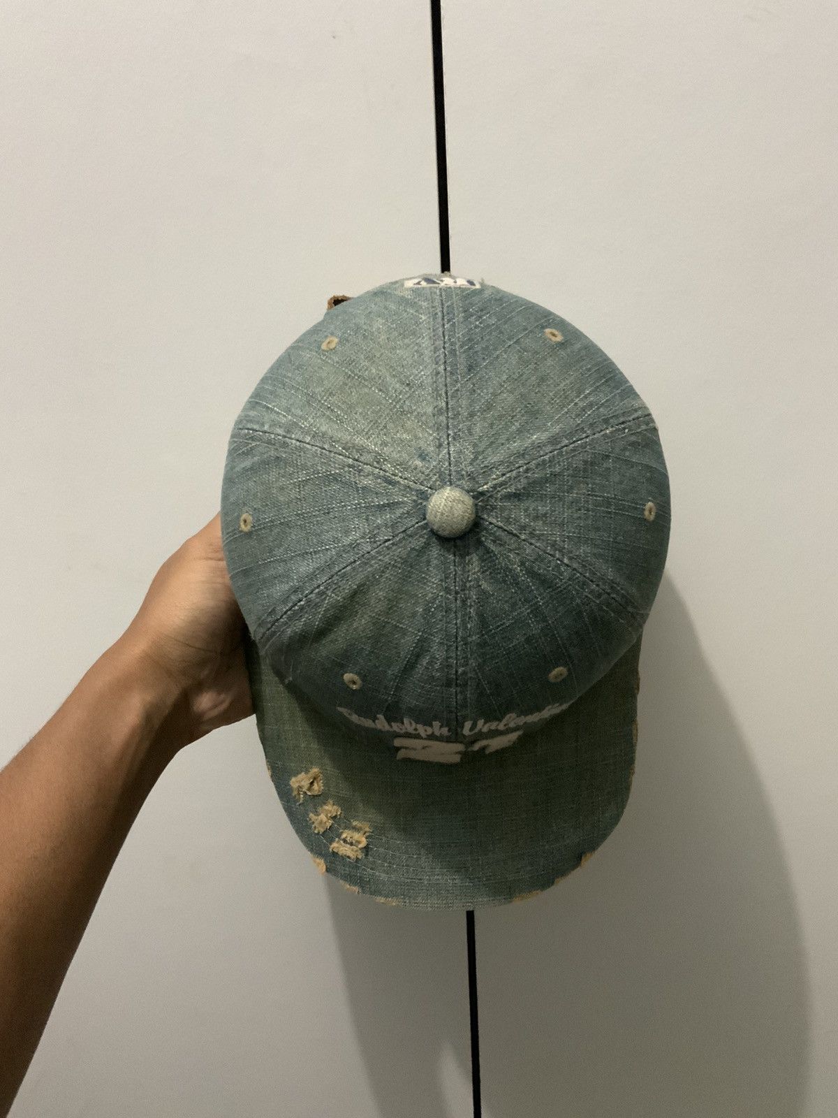 Valentino Vintage Rudolph Valentino Distressed Denim Fade Hat Cap Size ONE SIZE - 6 Thumbnail