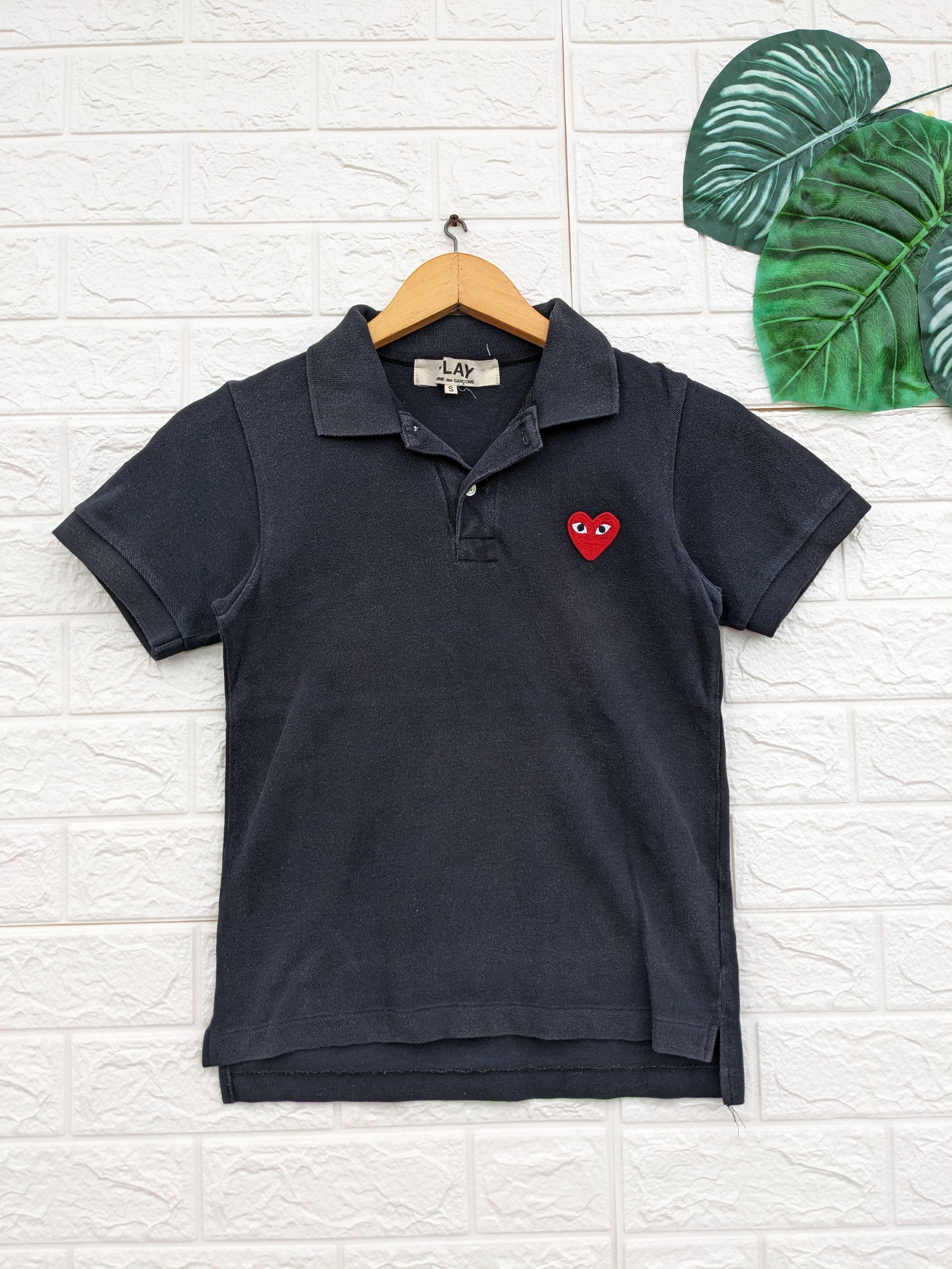 image of Comme Des Garcons x Comme Des Garcons Play Polo T-Shirt For Youth in Black, Men's (Size XS)
