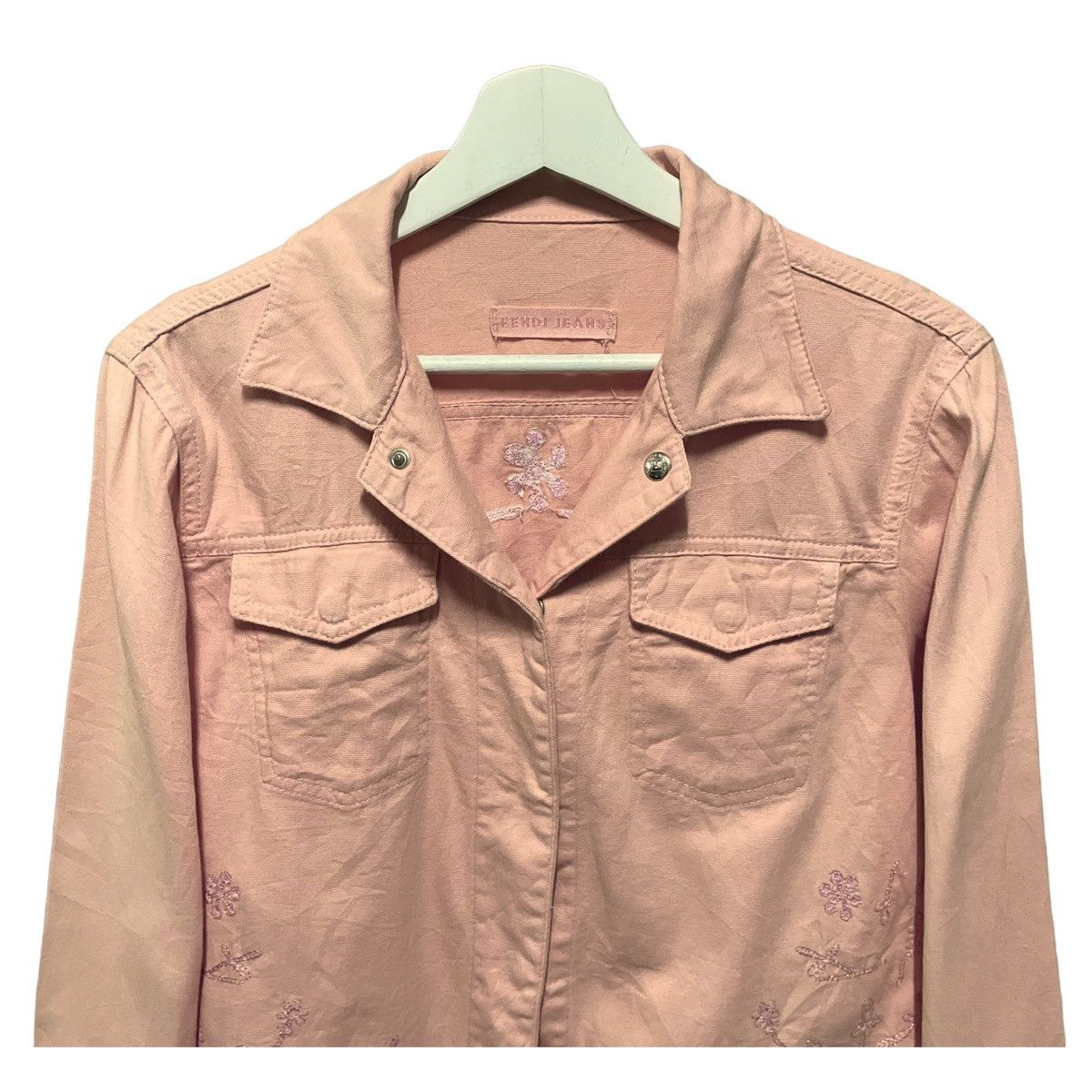 Fendi 💥 FENDI JEANS FLORAL EMBROIDERY TRUCKER JACKET Size M / US 6-8 / IT 42-44 - 6 Thumbnail