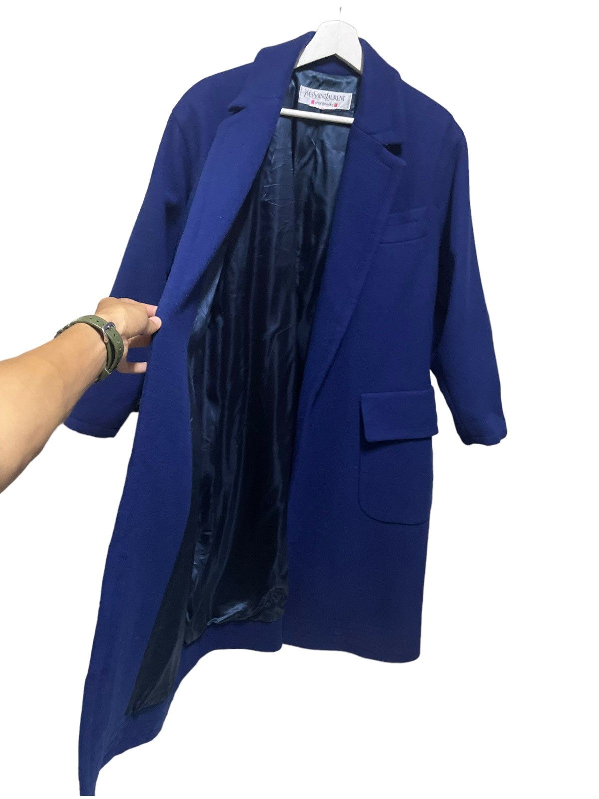 Hedi Slimane × Yves Saint Laurent 💥80s YSL LONG JACKET WOOL OVERCOAT Size US L / EU 52-54 / 3 - 6 Thumbnail