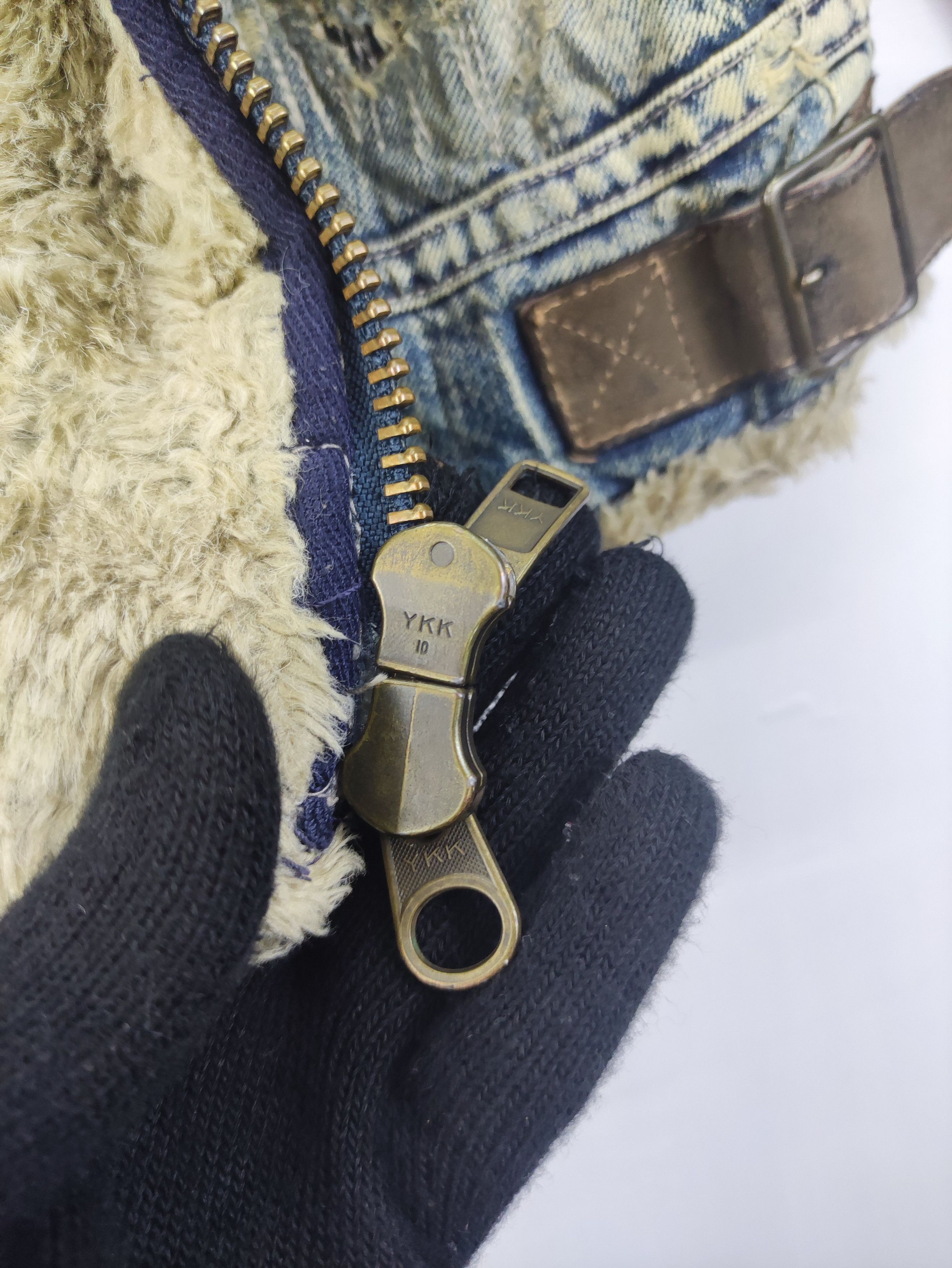 Johnbull × Vintage Vintage JohnBull Distressed Denim Jacket Lined Fleece Zipper Size US M / EU 48-50 / 2 - 4 Thumbnail