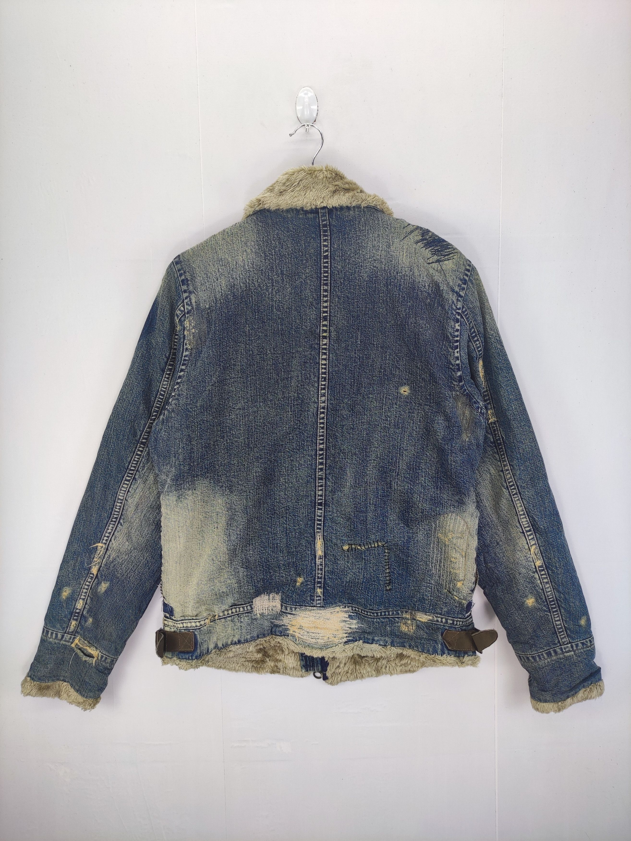 Johnbull × Vintage Vintage JohnBull Distressed Denim Jacket Lined Fleece Zipper Size US M / EU 48-50 / 2 - 15 Thumbnail