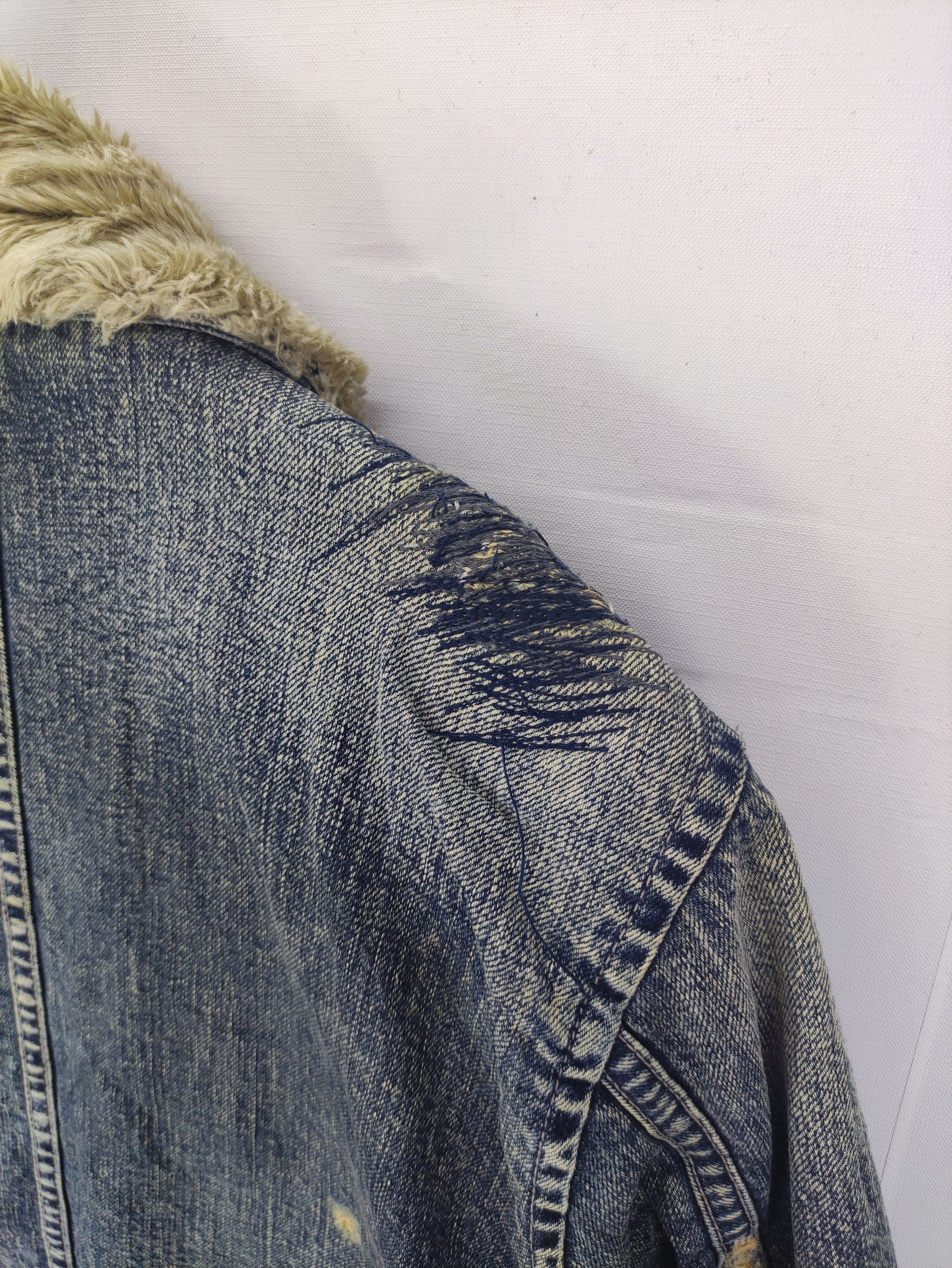 Johnbull × Vintage Vintage JohnBull Distressed Denim Jacket Lined Fleece Zipper Size US M / EU 48-50 / 2 - 11 Thumbnail