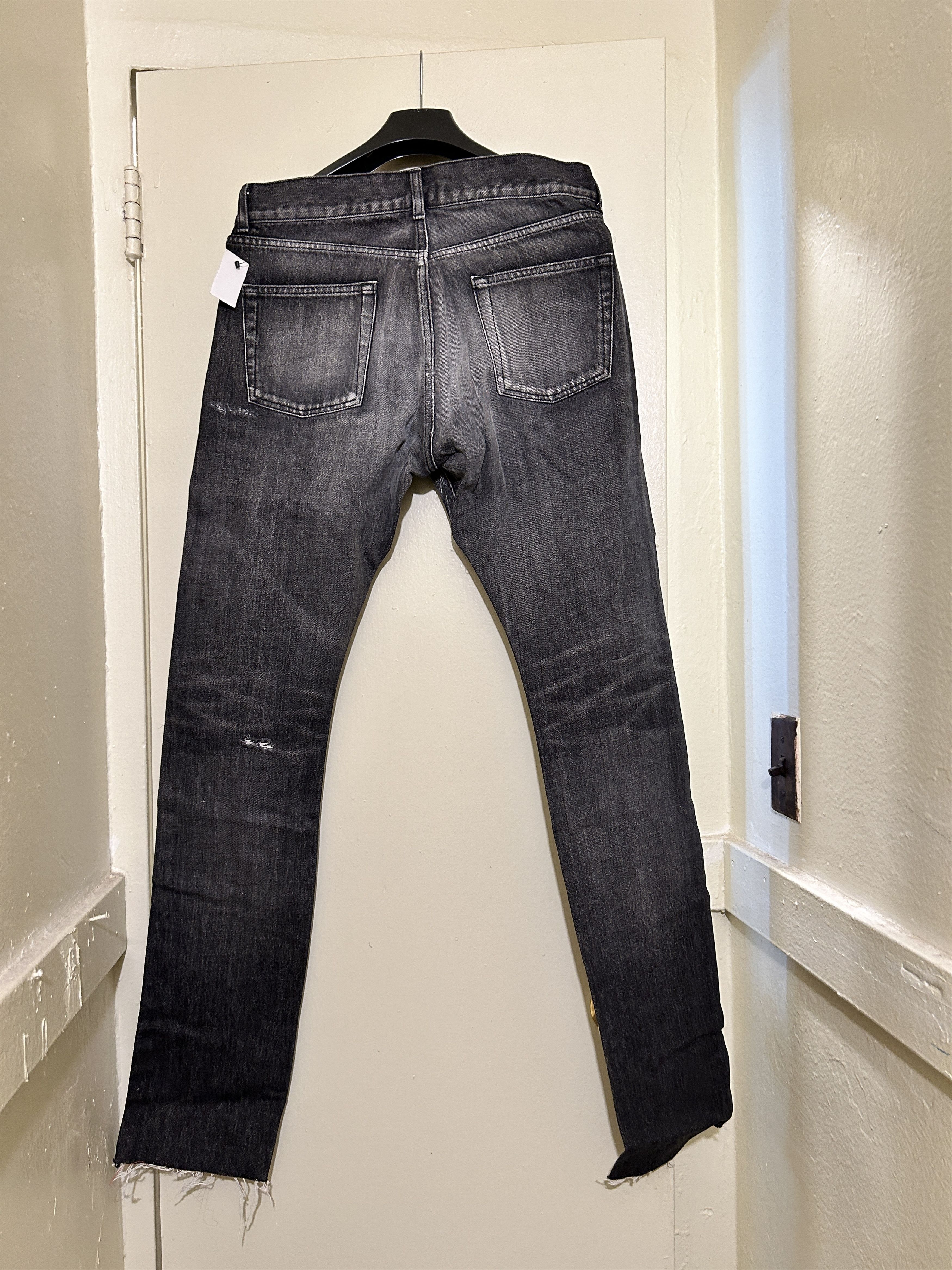 Saint Laurent Paris black straight leg denim jeans fray 530012 yb867 1171 Size US 30 / EU 46 - 4 Thumbnail