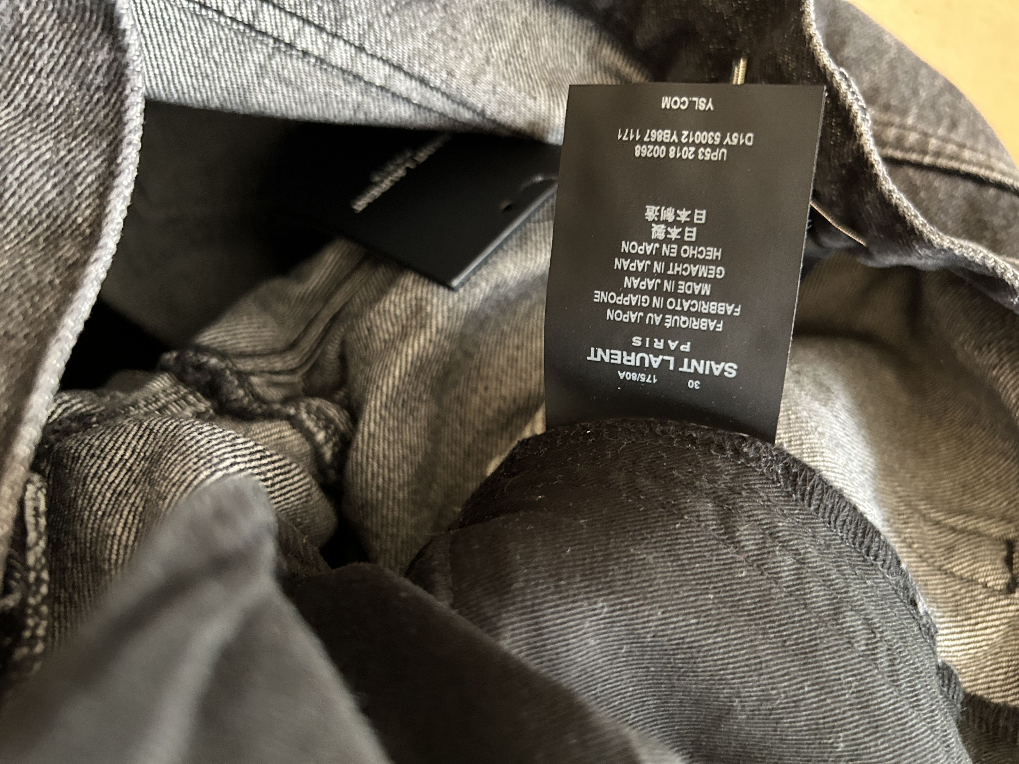 Saint Laurent Paris black straight leg denim jeans fray 530012 yb867 1171 Size US 30 / EU 46 - 6 Thumbnail