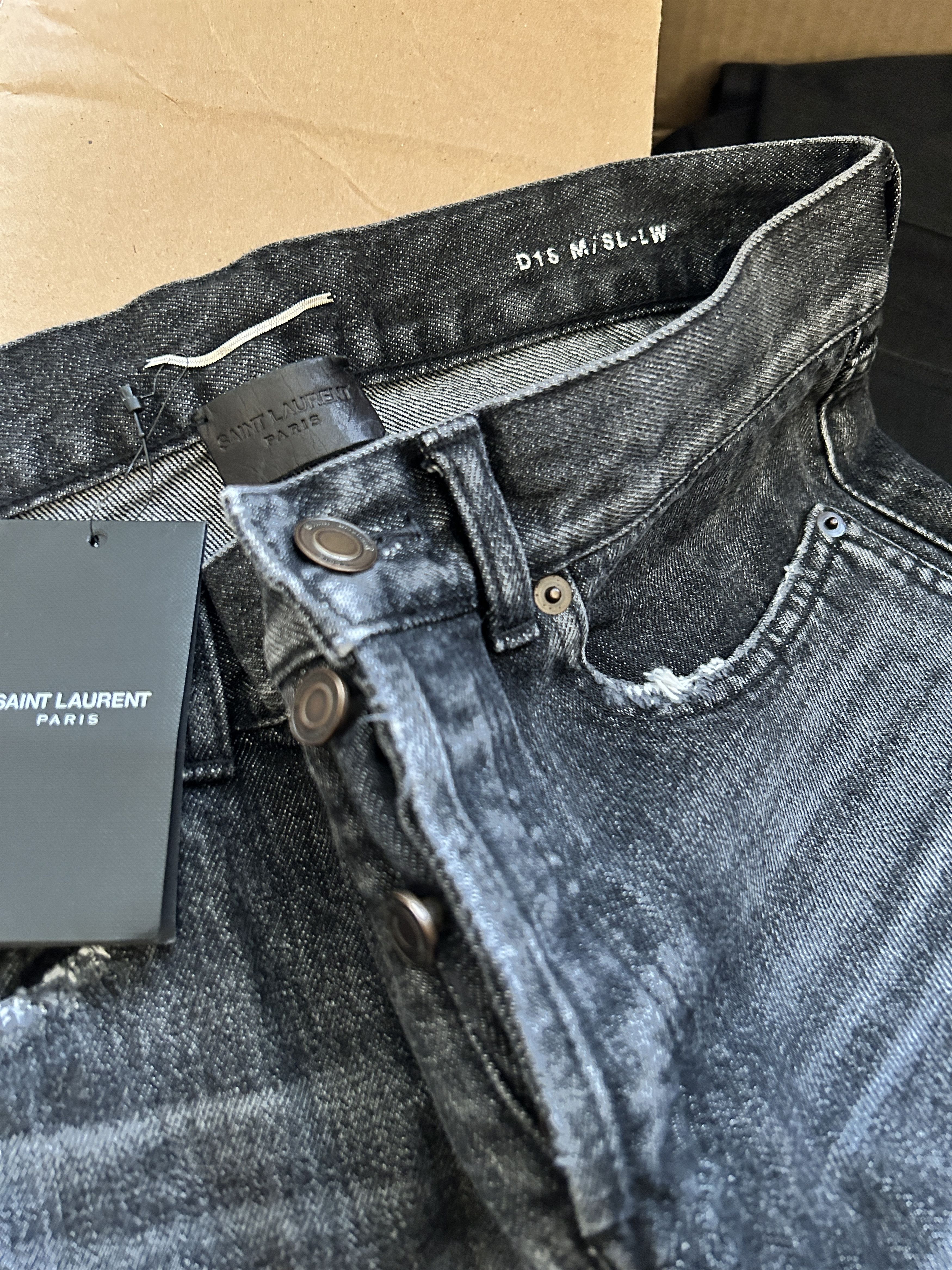 Saint Laurent Paris black straight leg denim jeans fray 530012 yb867 1171 Size US 30 / EU 46 - 5 Thumbnail