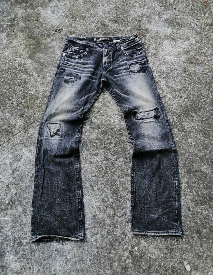Japanese Brand Buckaroo Distressed Black Denim Jeans Size US 34 / EU 50 - 3 Thumbnail