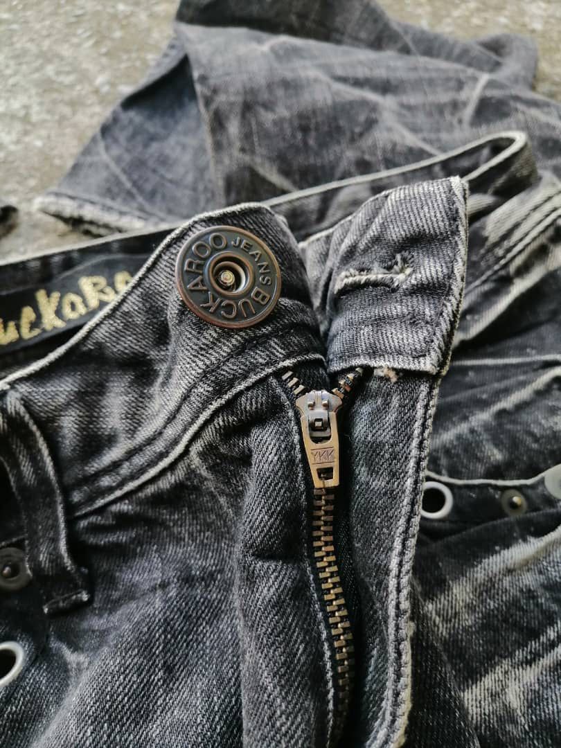 Japanese Brand Buckaroo Distressed Black Denim Jeans Size US 34 / EU 50 - 4 Thumbnail